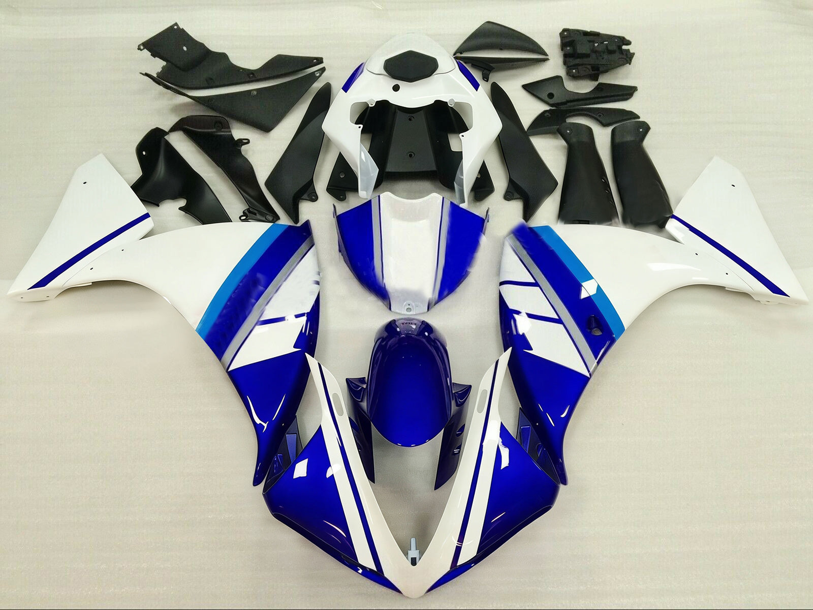Amotopart Yamaha YZF 1000 R1 2009-2011 Blue & White Style4 Fairing Kit