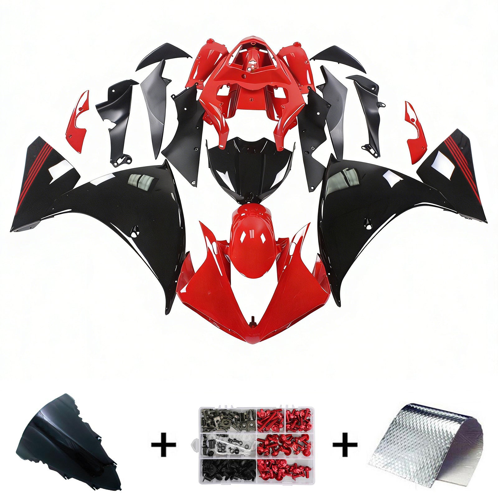 Amotopart Yamaha 2009-2011 YZF 1000 R1 Red Black Fairing Kit
