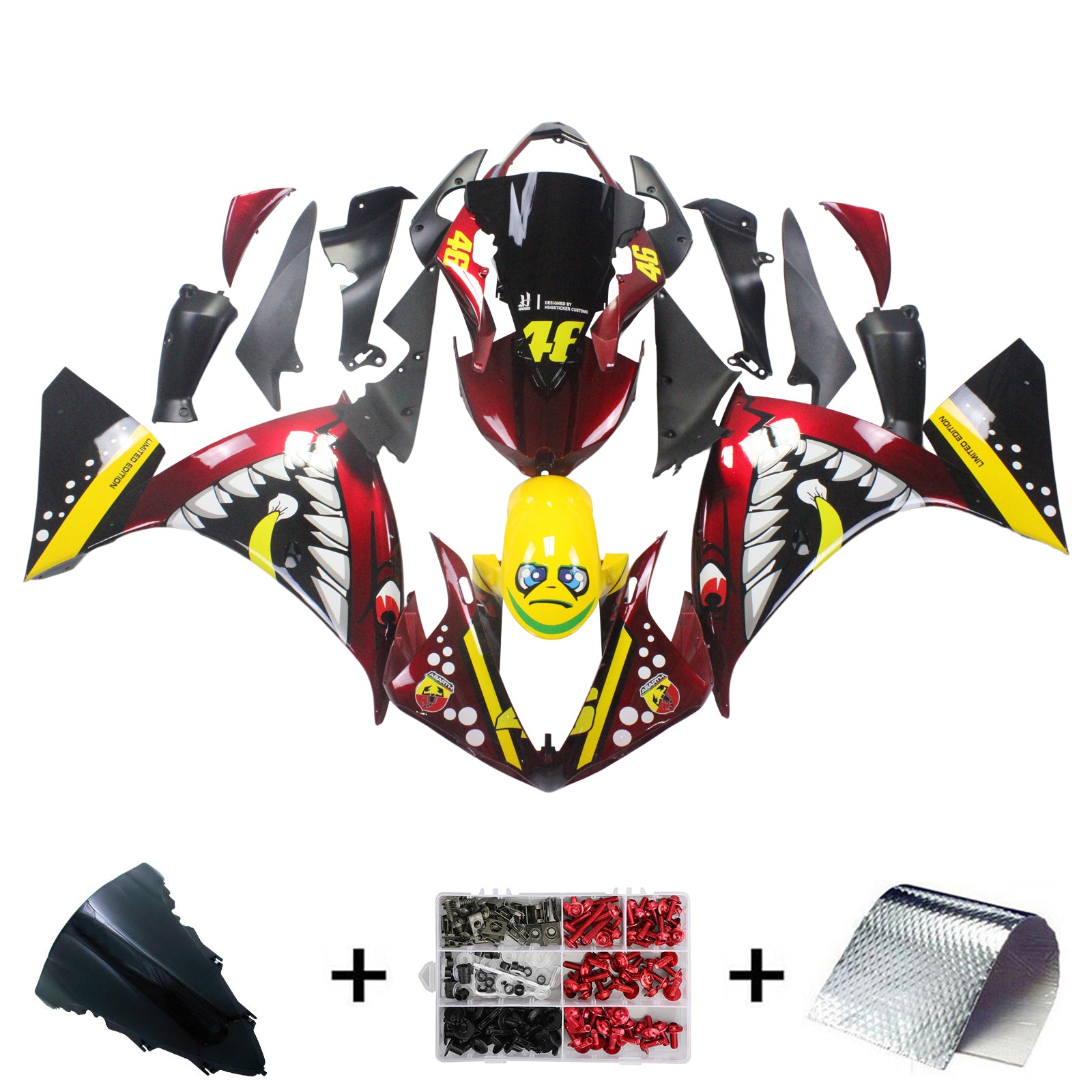 Amotopart Verkleidungsset, Karosserie, Kunststoff, ABS, passend für Yamaha YZF 1000 R1 2009–2011