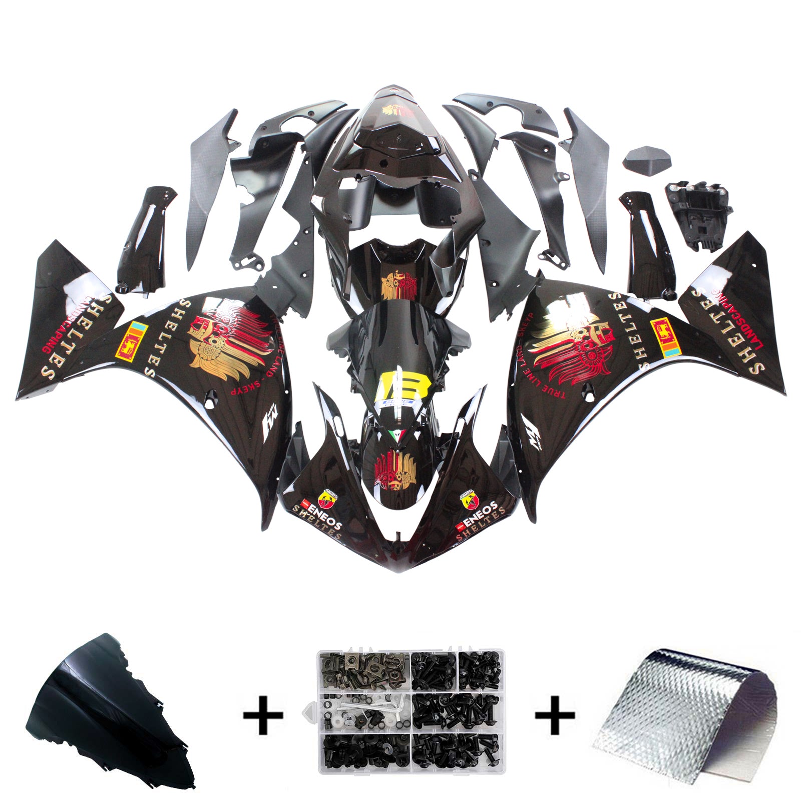 Amotopart 2009-2011 YZF 1000 R1 Yamaha Black Fairing Kit