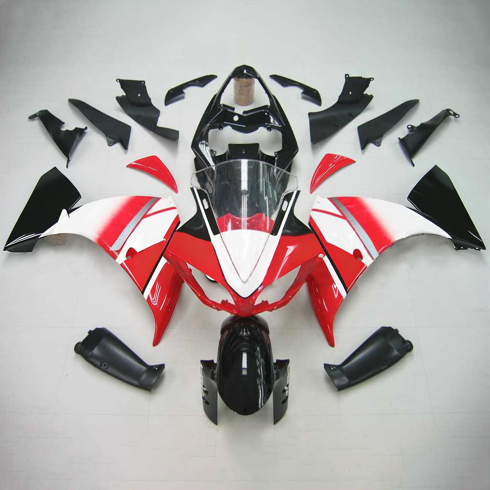Amotopart Yamaha 2009-2011 YZF 1000 R1 Rød Hvid Sort Fairing Kit