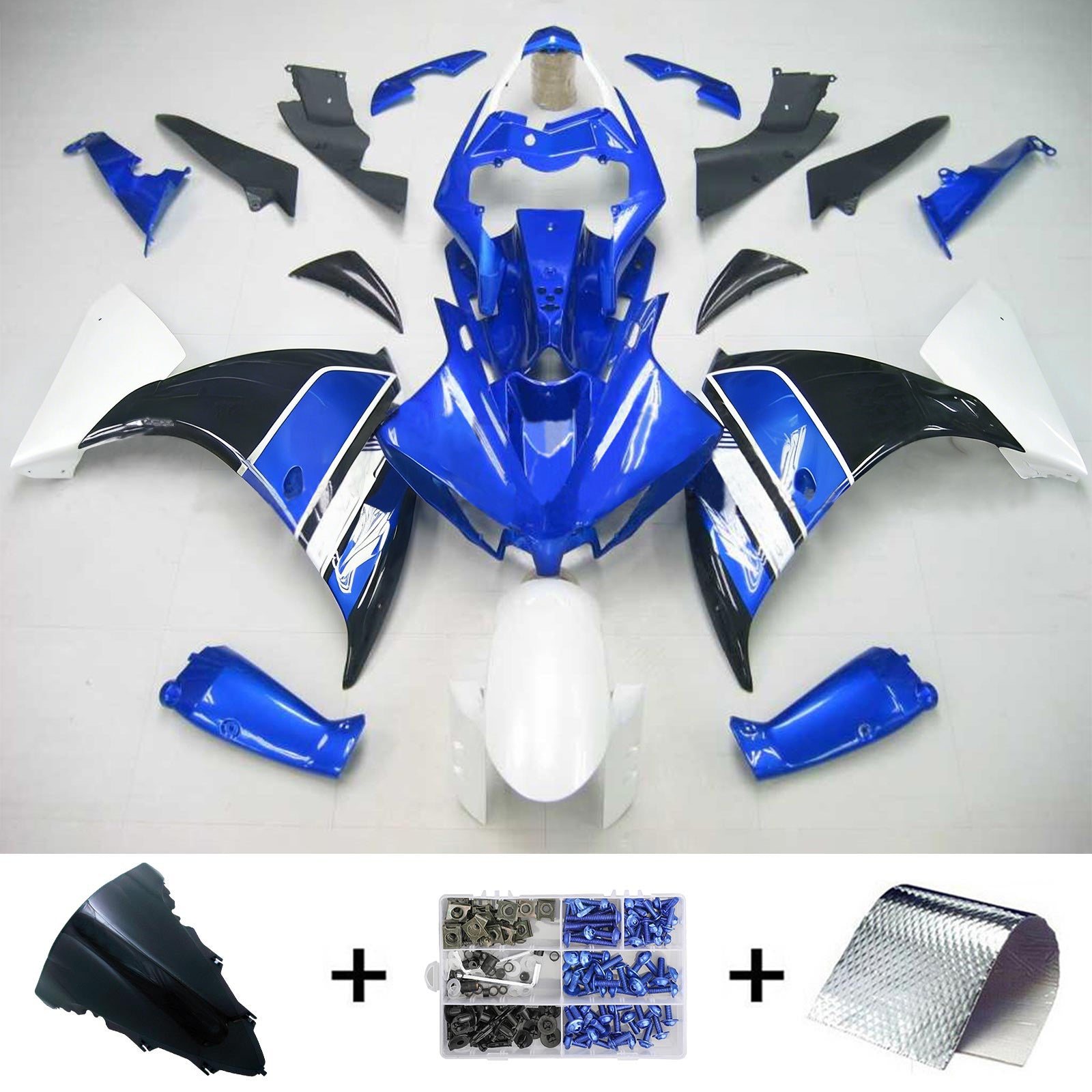 Amotopart Yamaha 2009-2011 YZF 1000 R1 Blue Black White Fairing Kit