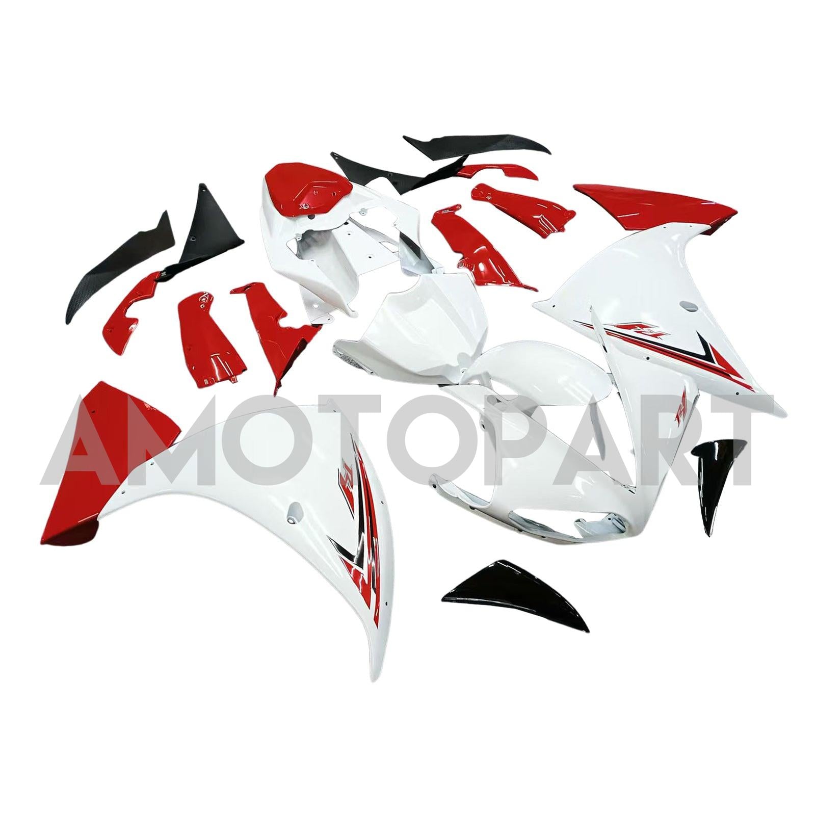 Amotopart Yamaha YZF 1000 R1 2009-2011 Weiß&Rotes Verkleidungsset