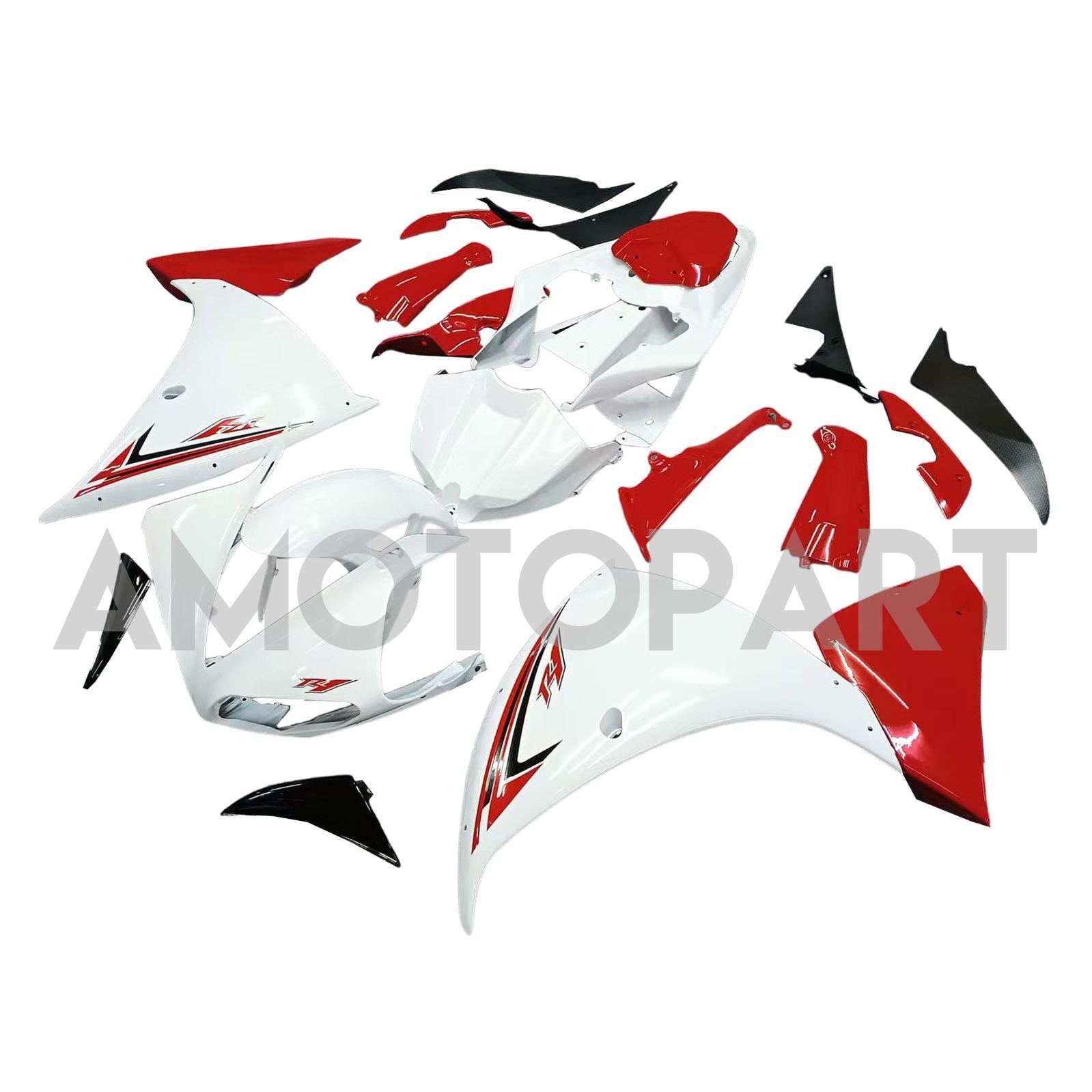 Amotopart Yamaha YZF 1000 R1 2009-2011 Weiß&Rotes Verkleidungsset