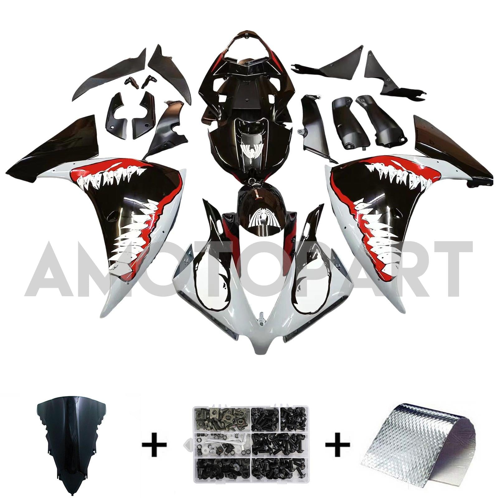 Amotopart Yamaha YZF 1000 R1 2009-2011 Black&Grey Shark Fairing Kit