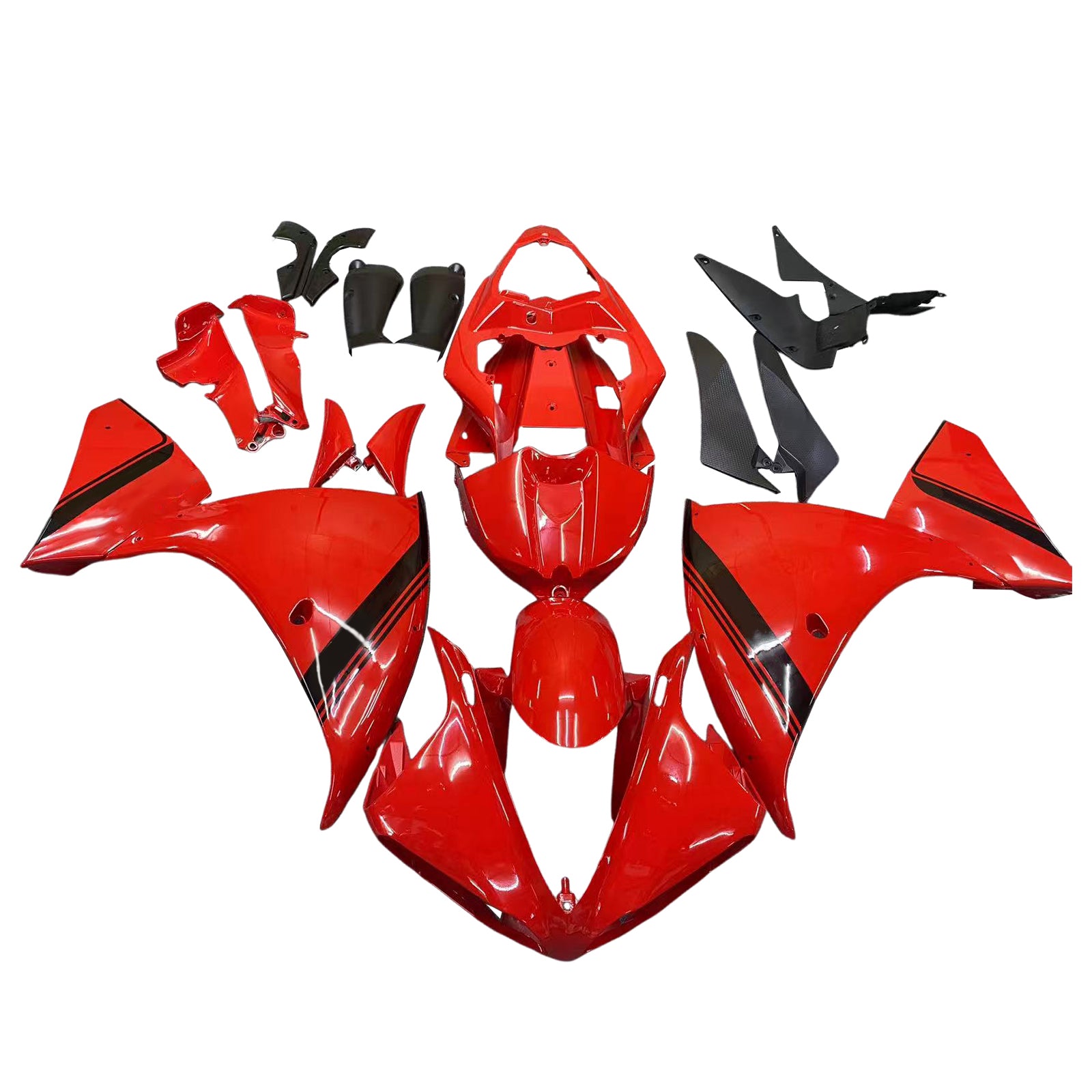 Amotopart 2009-2011 Yamaha YZF 1000 R1 Rød med sort accent-fairing kit