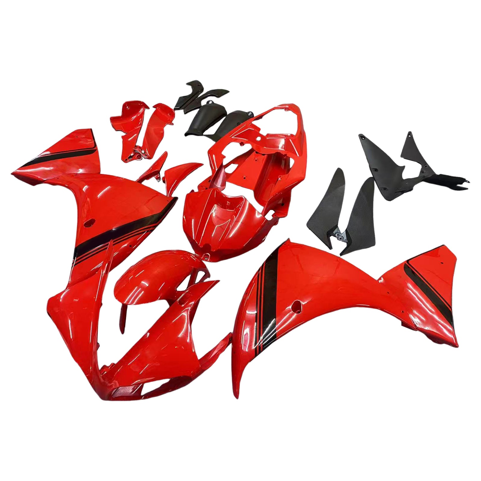 Amotopart 2009-2011 Yamaha YZF 1000 R1 Rød med sort accent-fairing kit