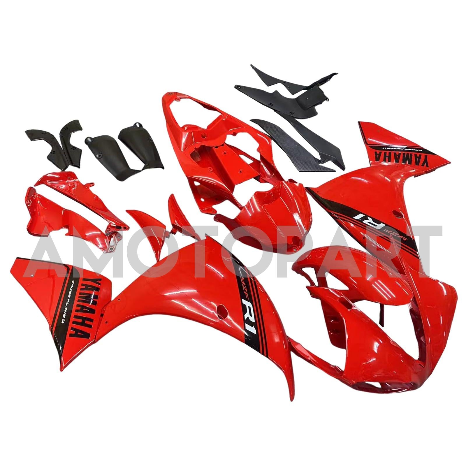 Amotopart 2009-2011 Yamaha YZF 1000 R1 Red with Black Accent Fairing Kit