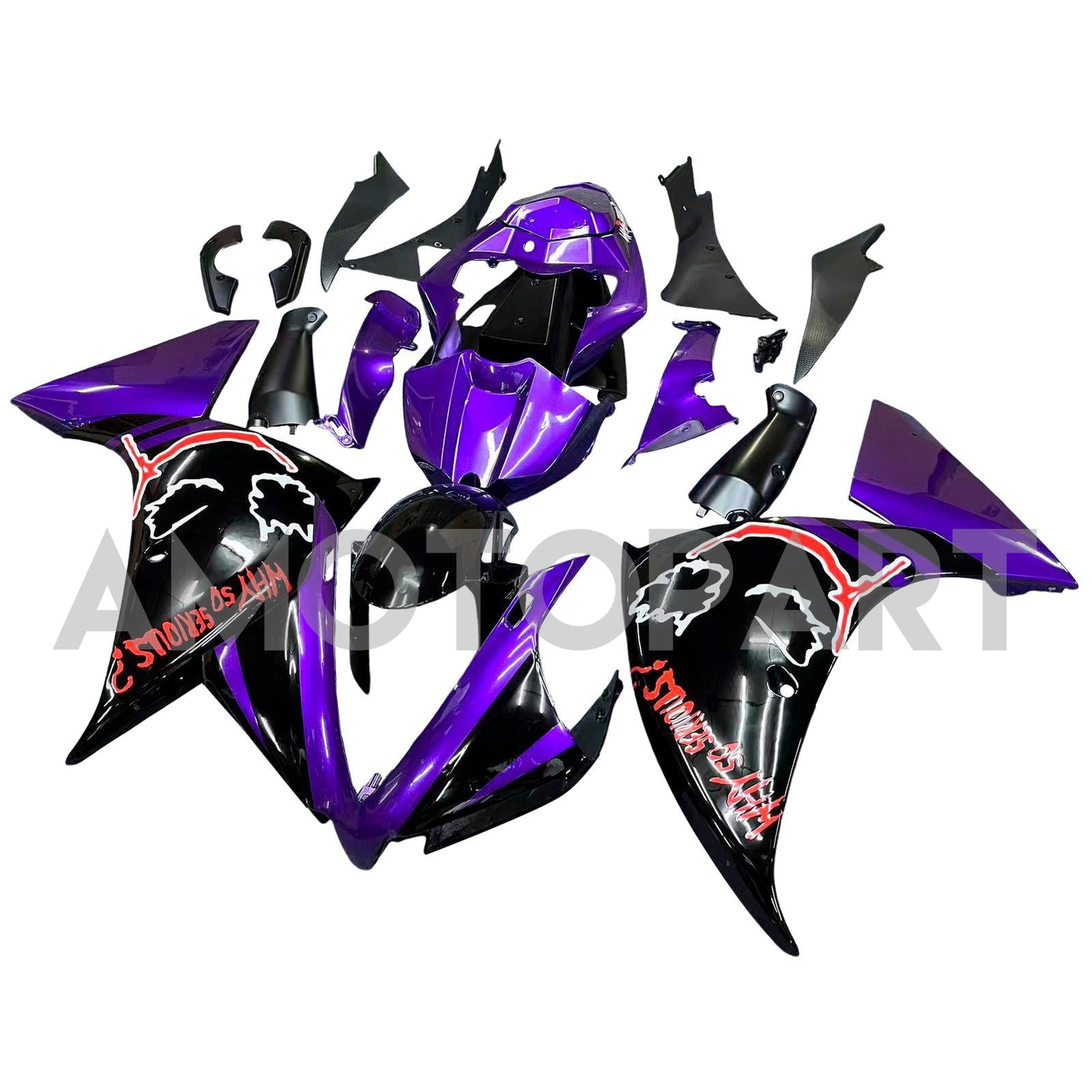 Amotopart 2009-2011 Yamaha YZF 1000 R1 Gloss Purple with Graphics Fairing Kit