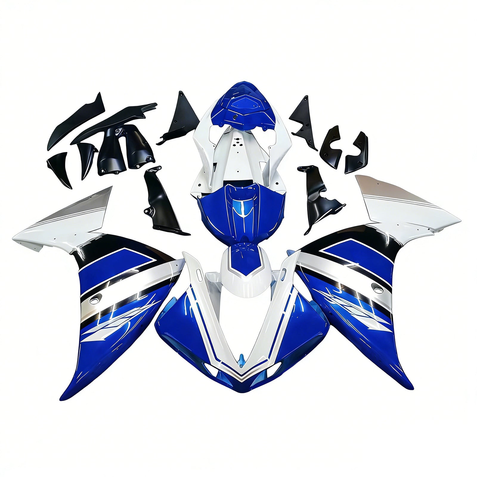 Amotopart 2009-2011 Yamaha YZF 1000 R1 Bleu&Kit de carénage blanc avec logo