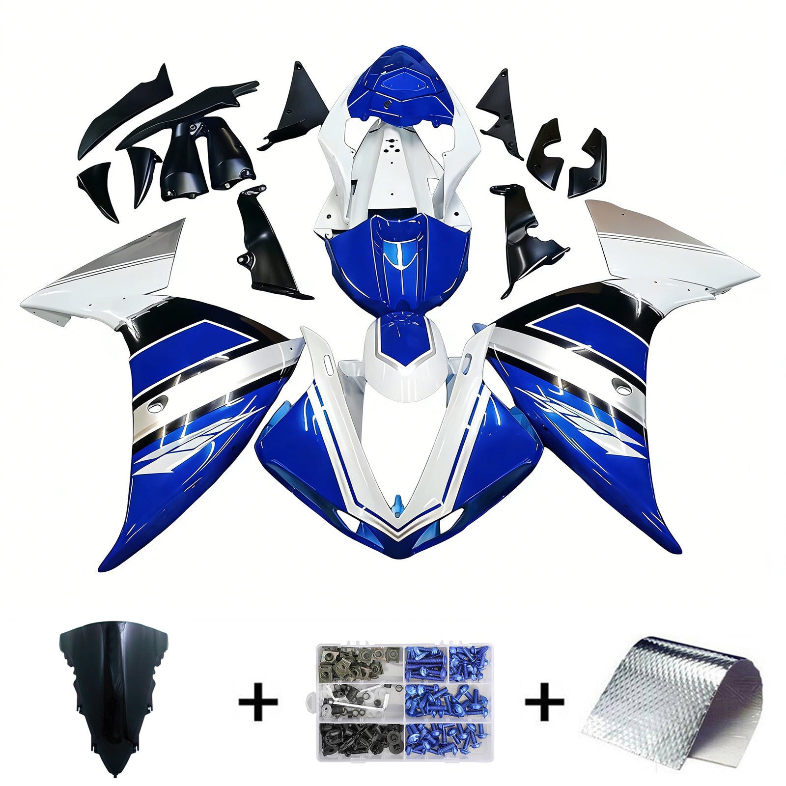 Amotopart 2009-2011 Yamaha YZF 1000 R1 Blue&White Fairing Kit