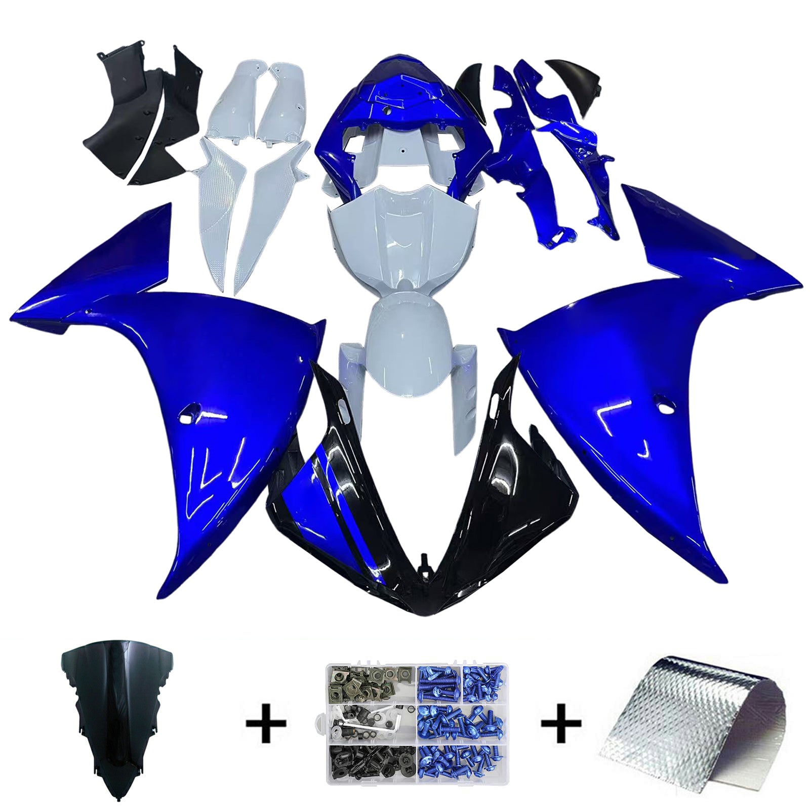 Amotopart 2009-2011 Yamaha YZF 1000 R1 Gloss Black&Blue Fairing Kit