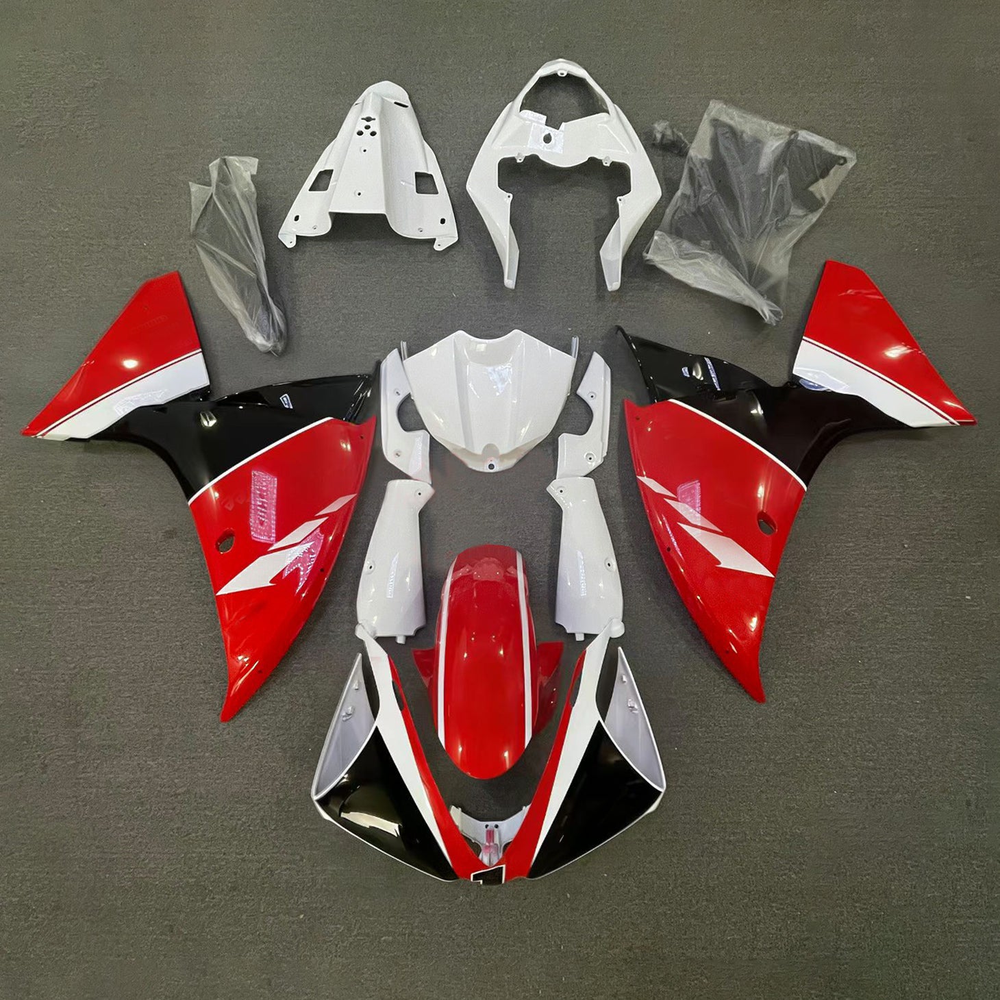 Amotopart 2009–2011 Yamaha YZF 1000 R1 Rot&Weiß mit Grafikverkleidungssatz