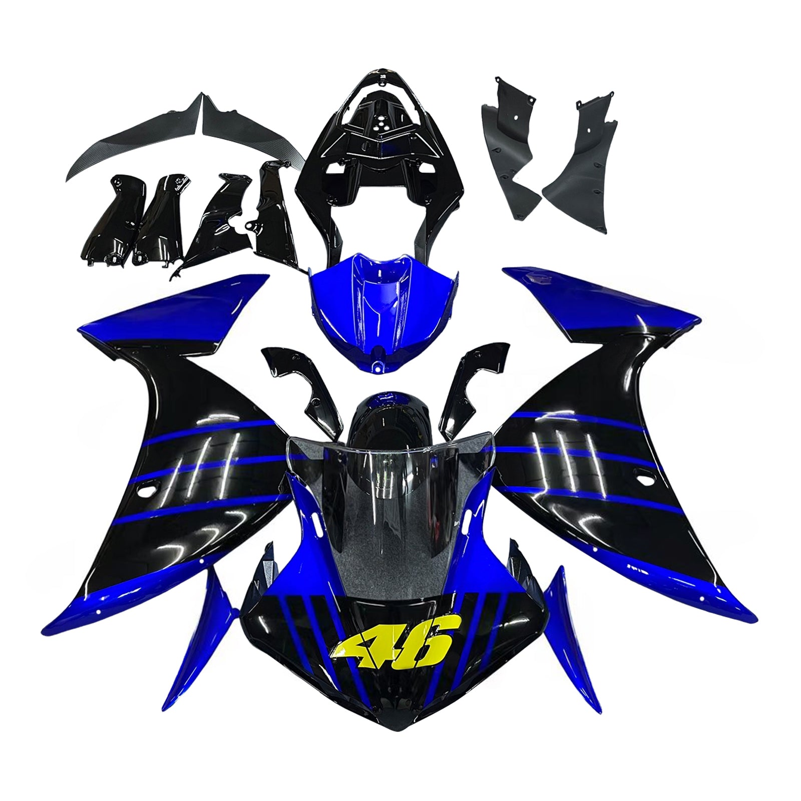 Amotopart 2009–2011 Yamaha YZF 1000 R1 Schwarz&Bblauer Verkleidungssatz