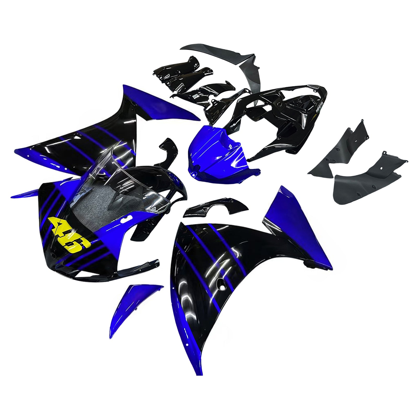 Amotopart 2009–2011 Yamaha YZF 1000 R1 Schwarz&Bblauer Verkleidungssatz