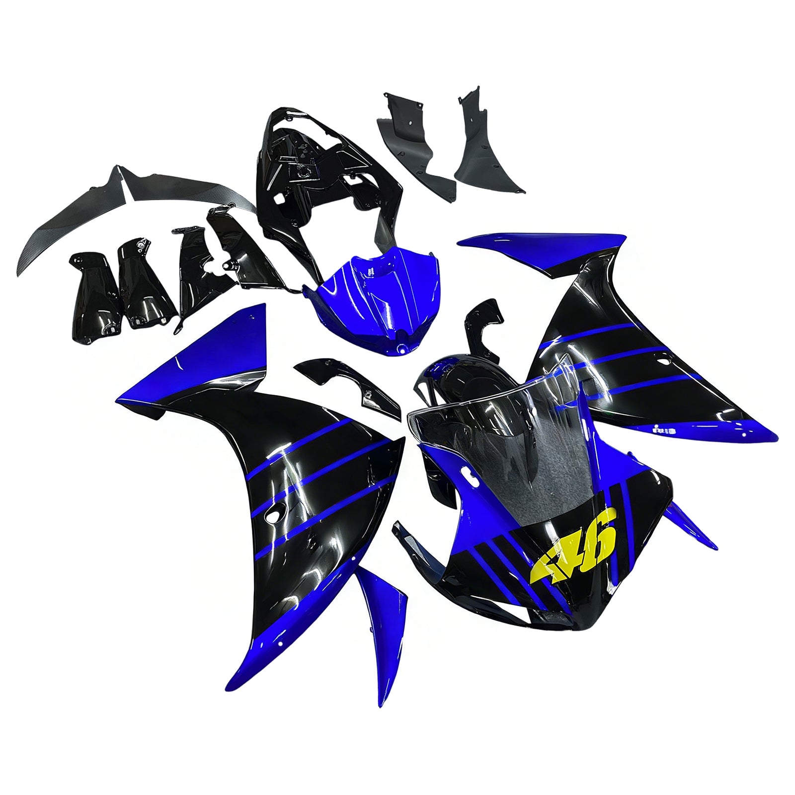 Amotopart 2009–2011 Yamaha YZF 1000 R1 Schwarz&Bblauer Verkleidungssatz