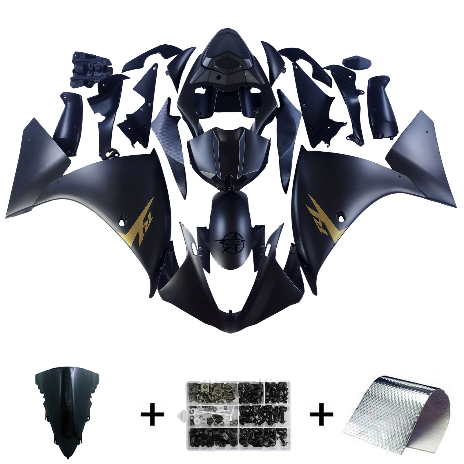 Amotopart 2009-2011 Yamaha YZF 1000 R1 Matte Black Fairing Kit