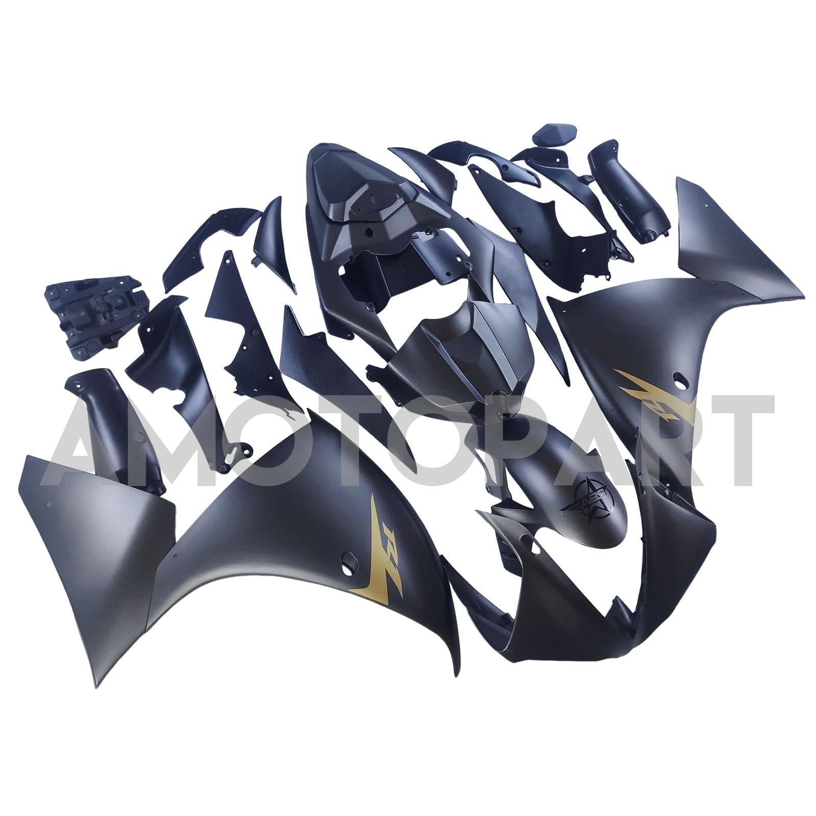 Amotopart 2009-2011 Yamaha YZF 1000 R1 Matte Black with Logo Fairing Kit