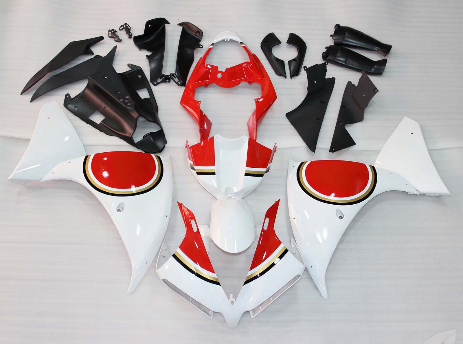 Amotopart 2012-2014 Yamaha YZF 1000 R1 Rød Sort Hvid Fairing Kit