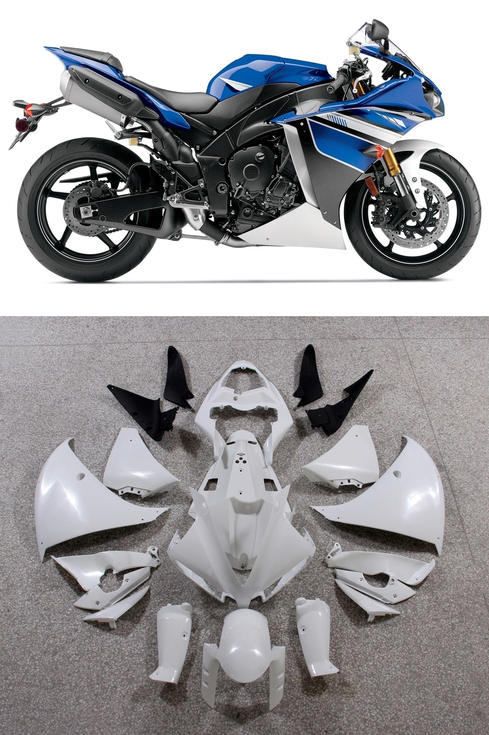 Amotopart 2012-2014 Yamaha YZF 1000 R1 Blue Black Fairing Kit