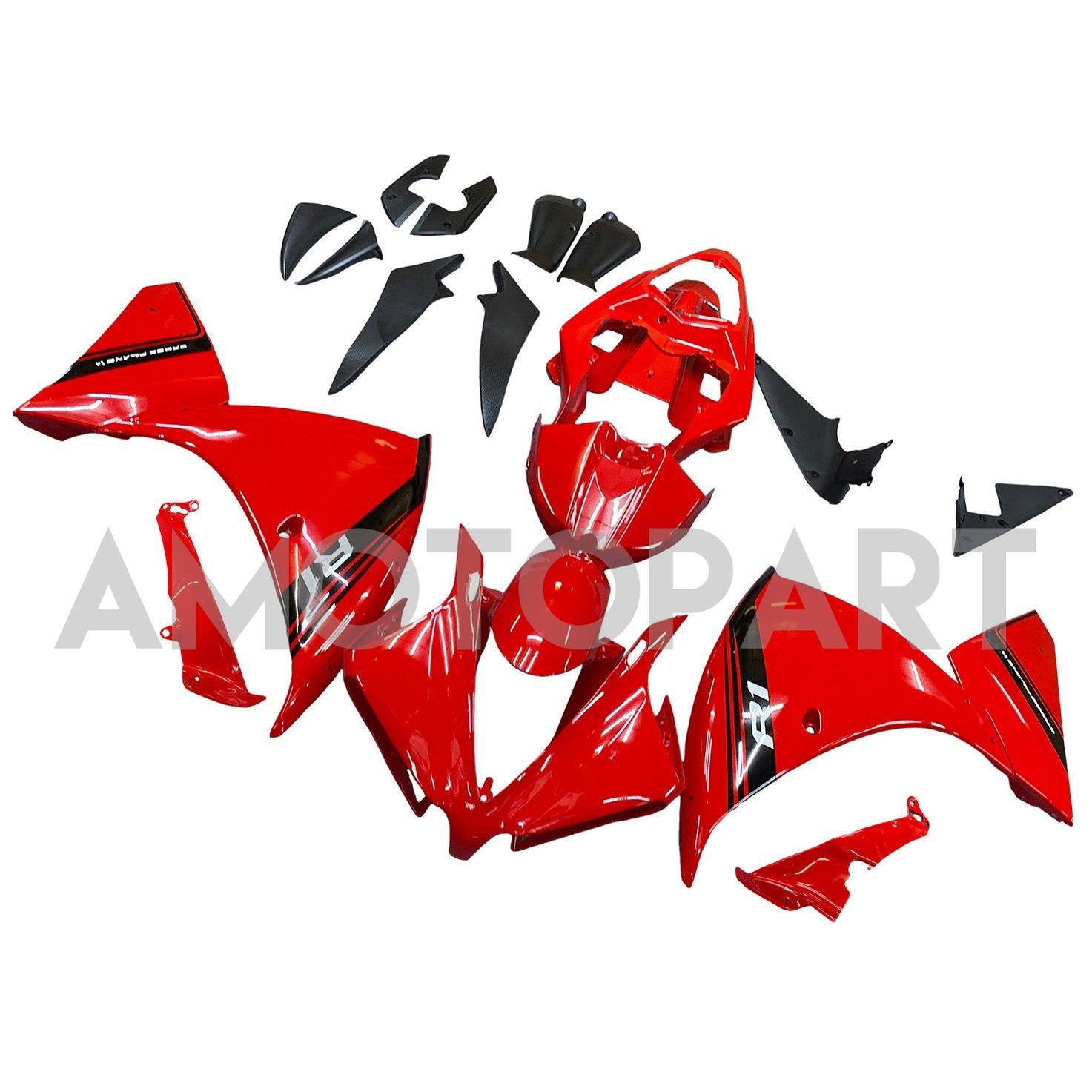 Amotopart 2012–2014 Yamaha R1 Verkleidung, Rot&Schwarzes Kit
