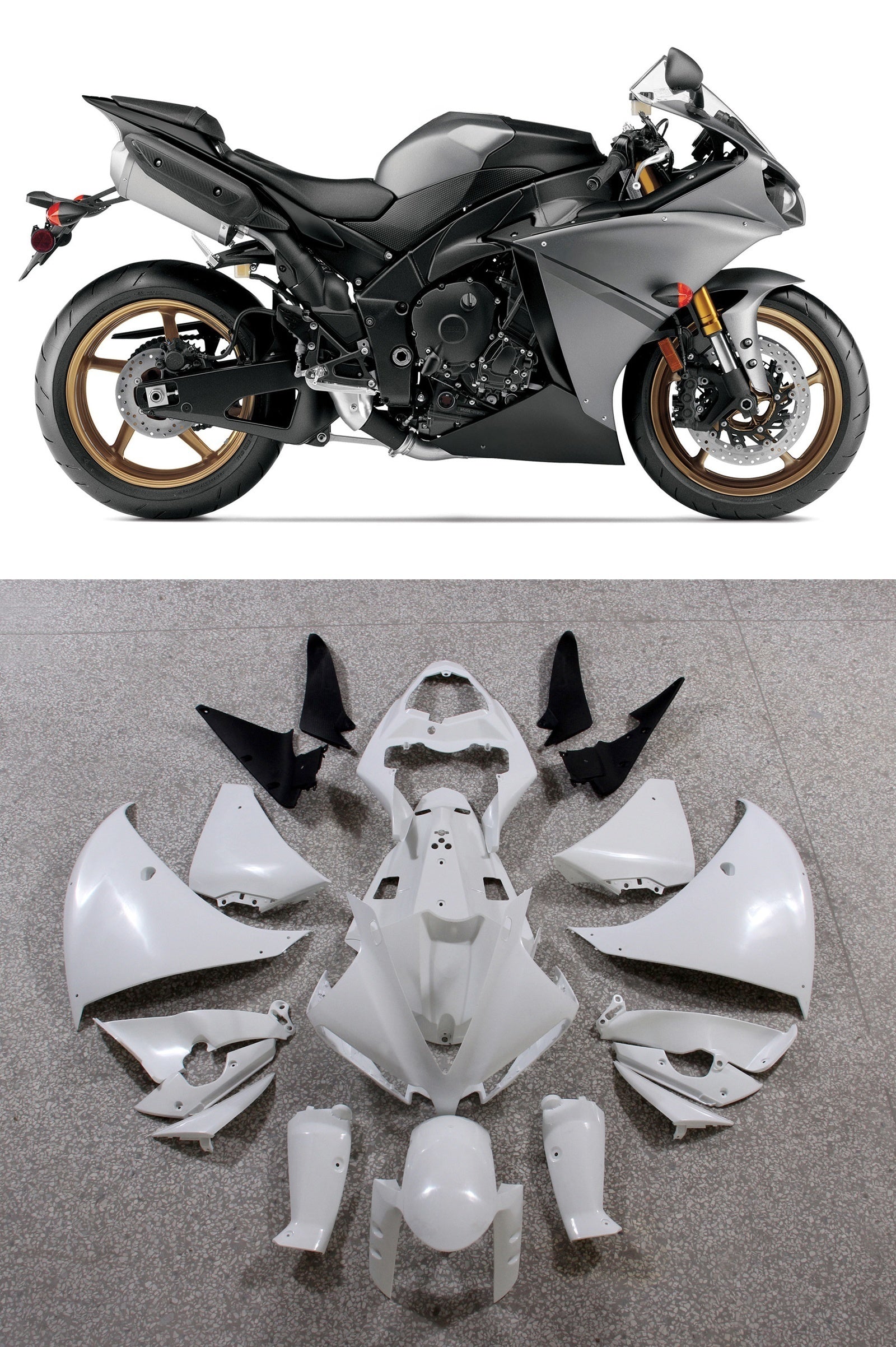 Amotopart 2012-2014 Yamaha YZF 1000 R1 Gray Fairing Kit