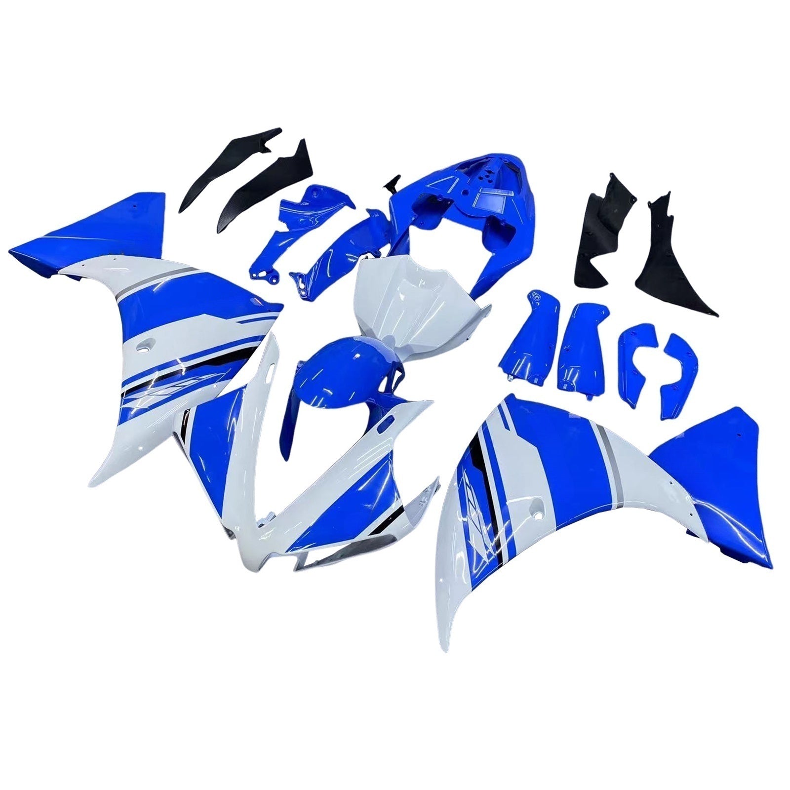 Amotopart 2012-2014 Yamaha R1 Fairing Blue&White Style4 Kit