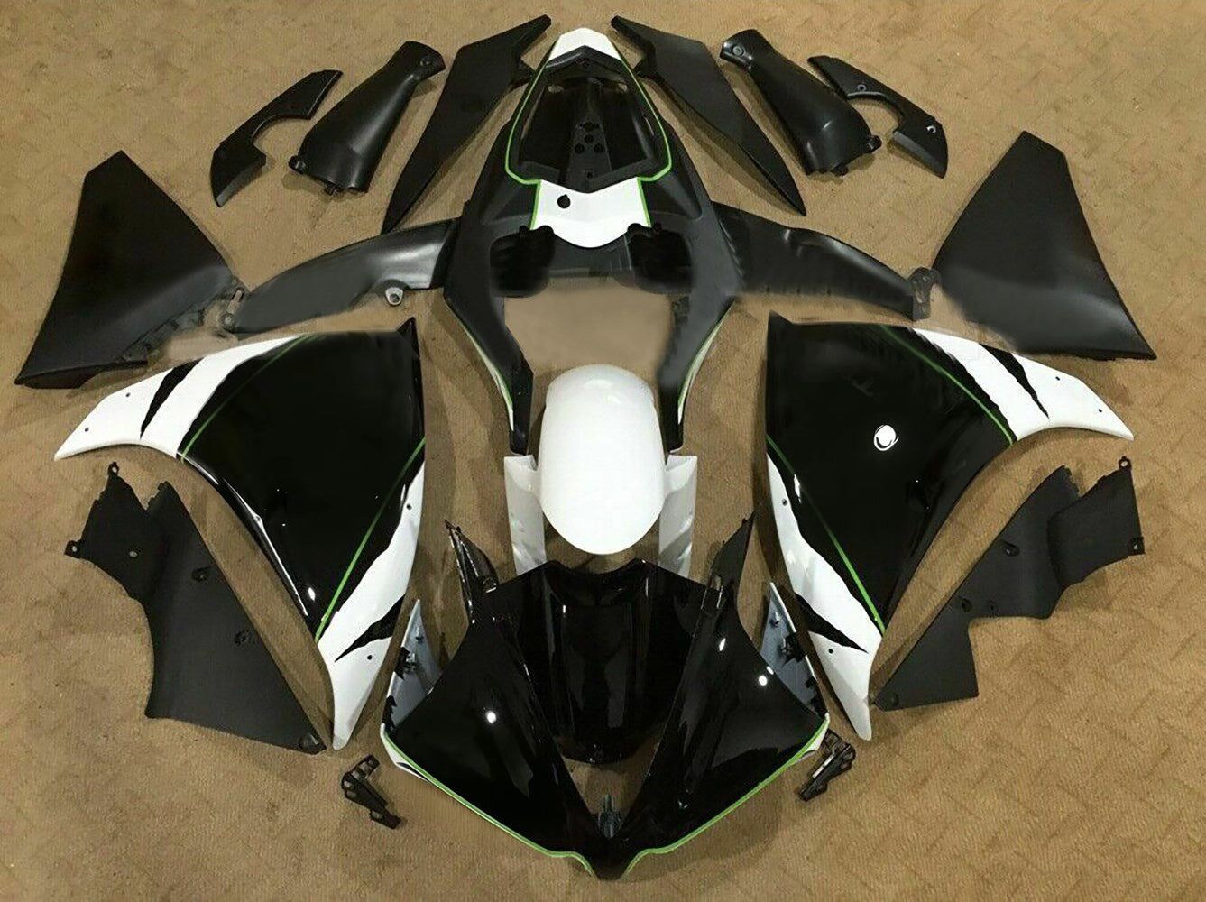 Amotopart 2012-2014 Yamaha R1 Fairing Black&WZestaw biały