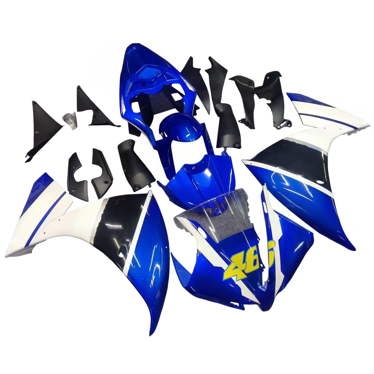 Amotopart 2012-2014 Yamaha R1 Fairing Blue&White Style7 Kit