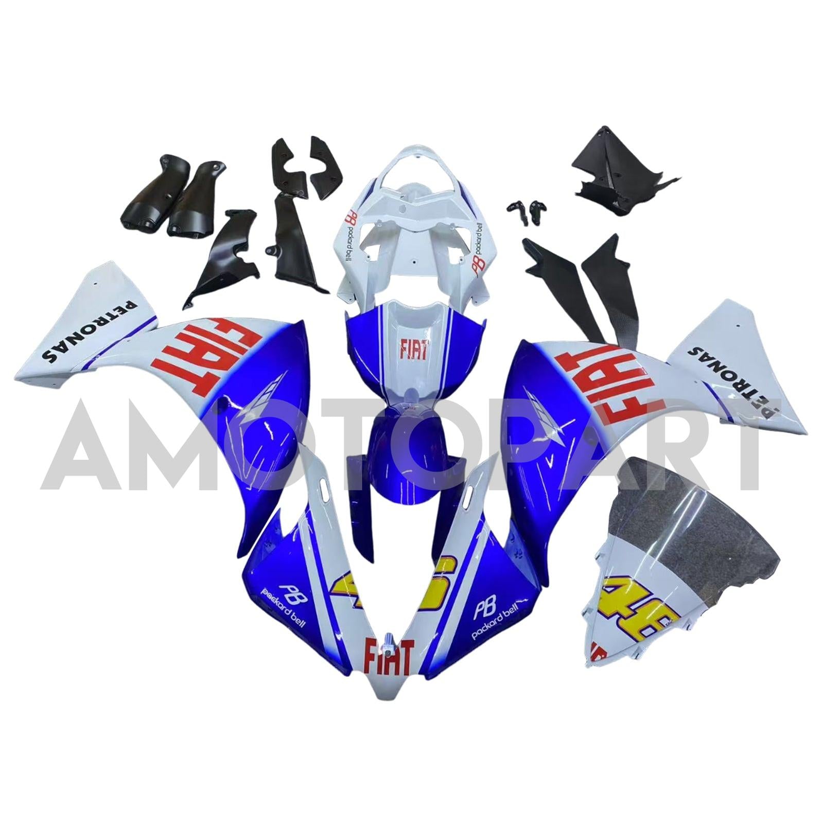 Amotopart 2012-2014 Yamaha R1 Fairing Blue&White Style6 Kit