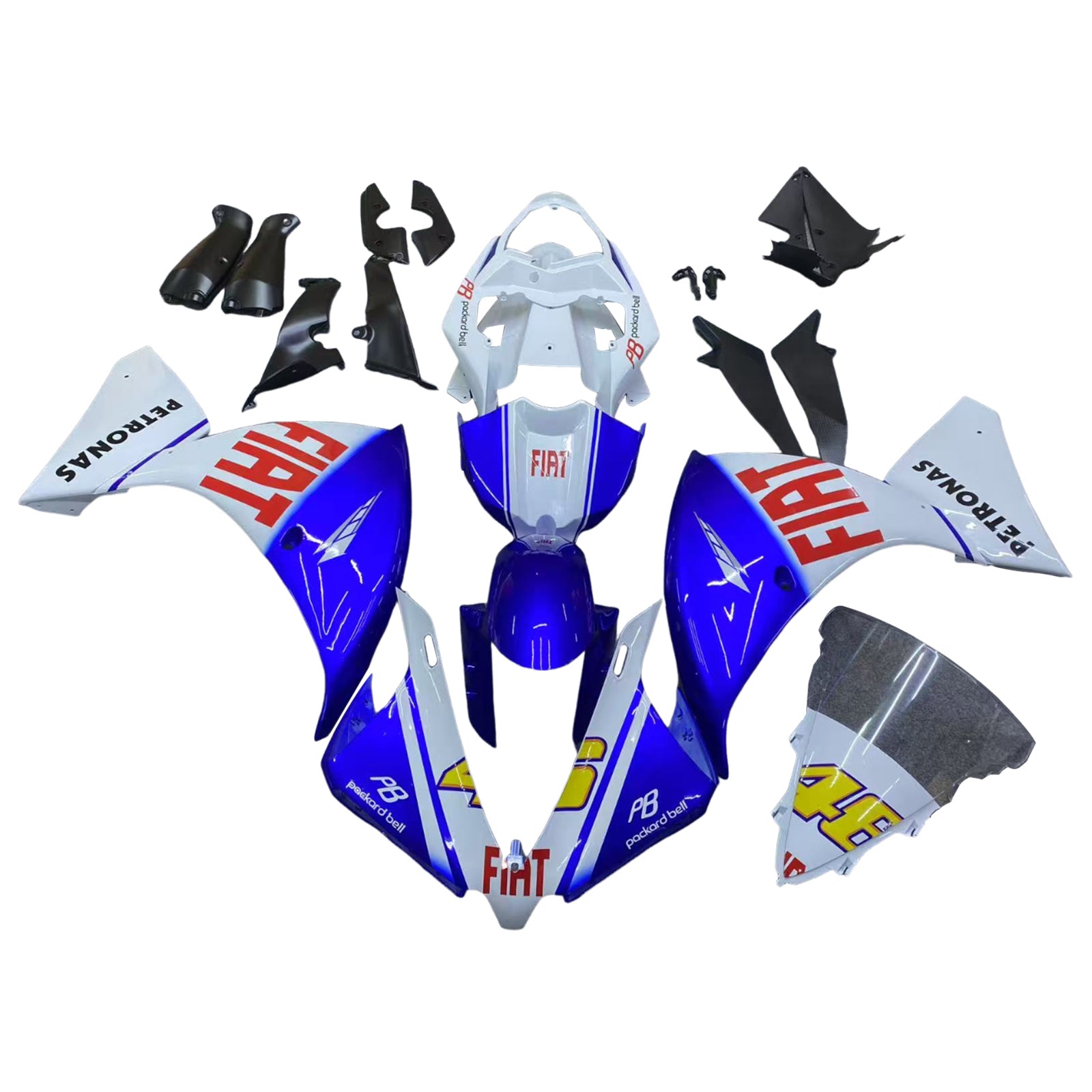 Amotopart 2012-2014 Yamaha R1 Verkleidung Blau&Weißes Style6-Set