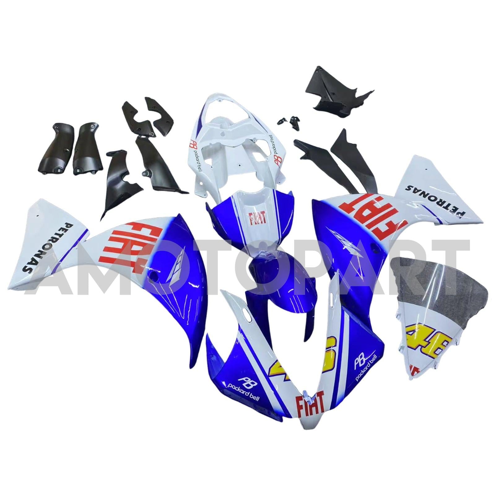 Amotopart 2012-2014 Yamaha R1 Fairing Blue&White Style6 Kit