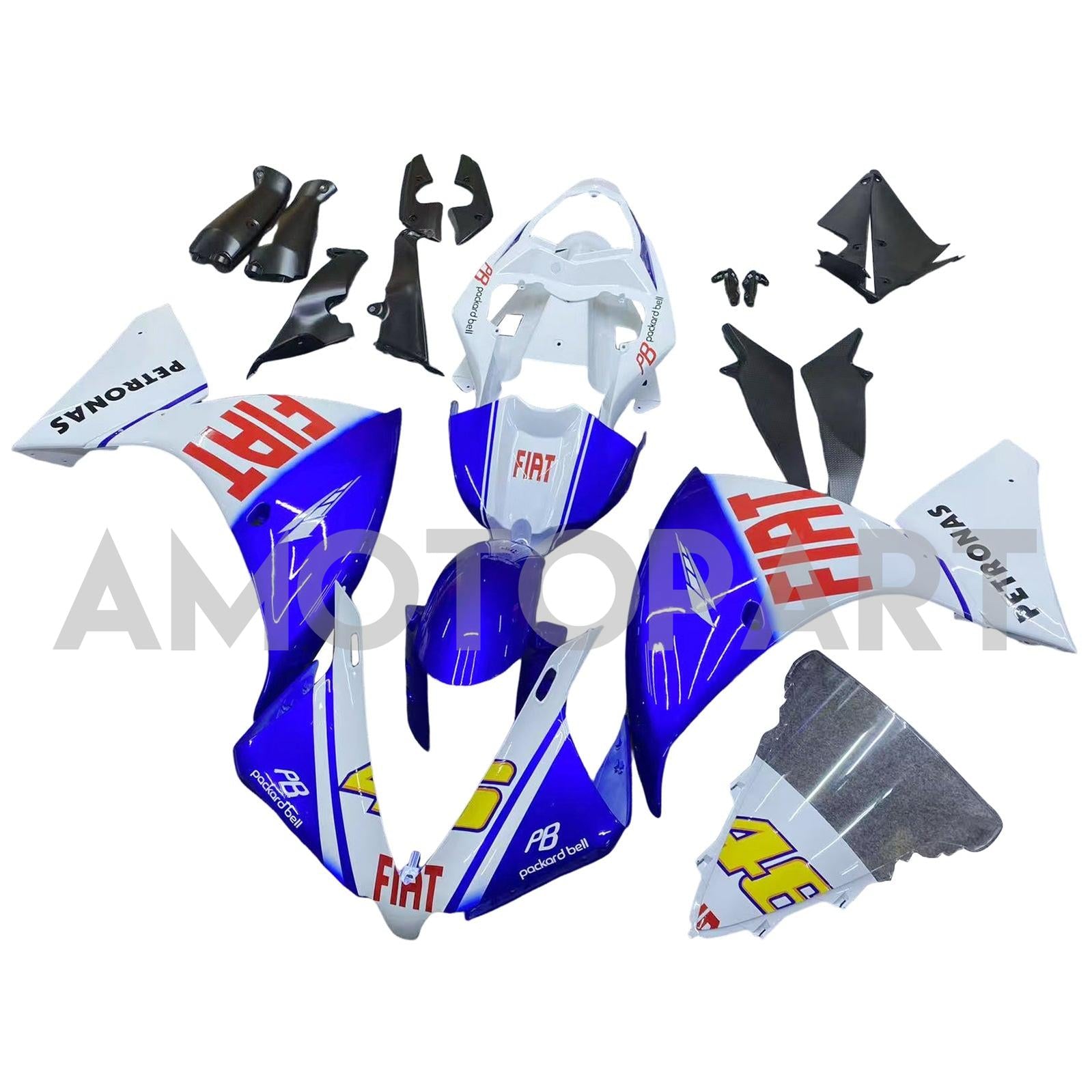 Amotopart 2012-2014 Yamaha R1 Fairing Blue&White Style6 Kit