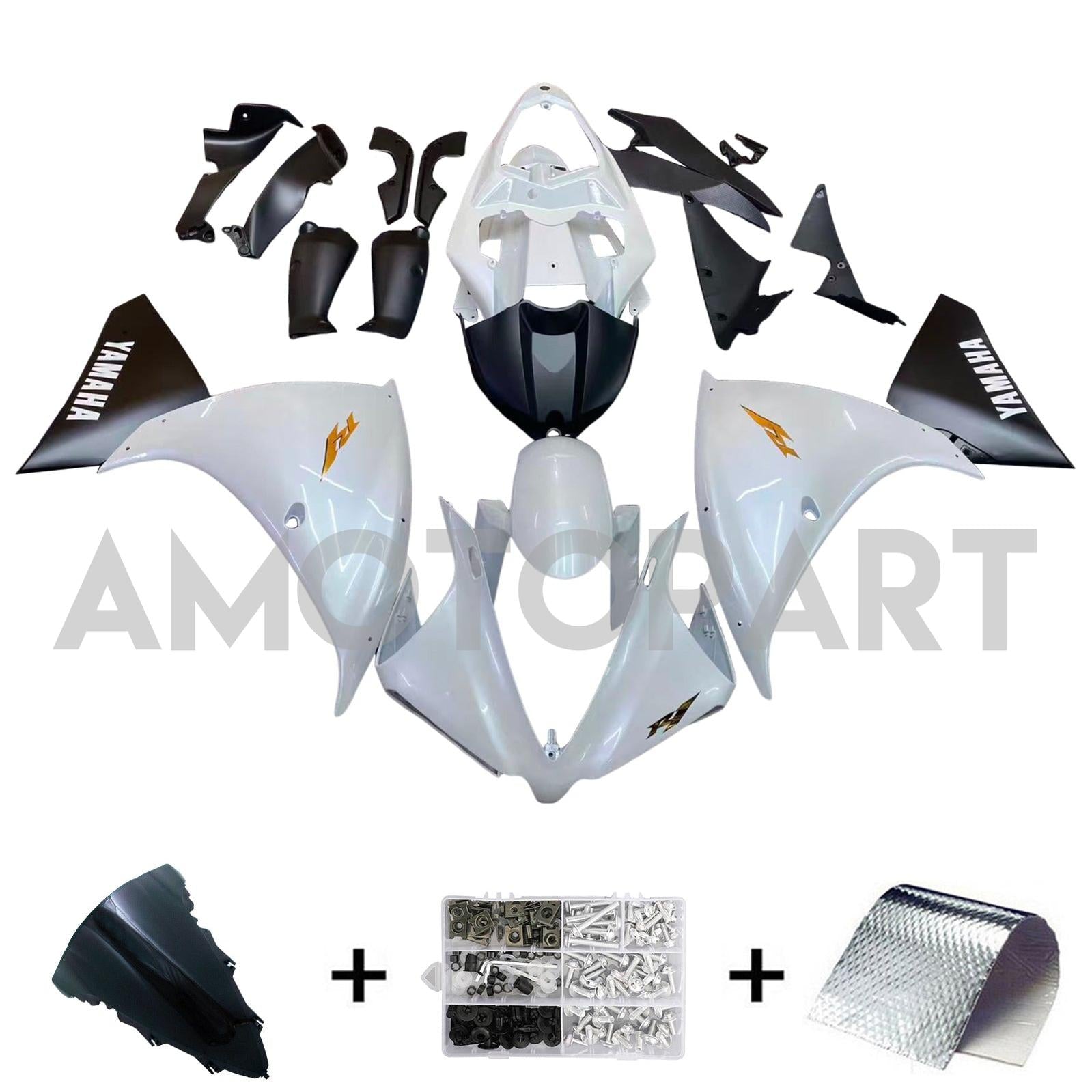 Amotopart ヤマハ 2012-2014 YZF 1000 R1 ホワイト フェアリングキット
