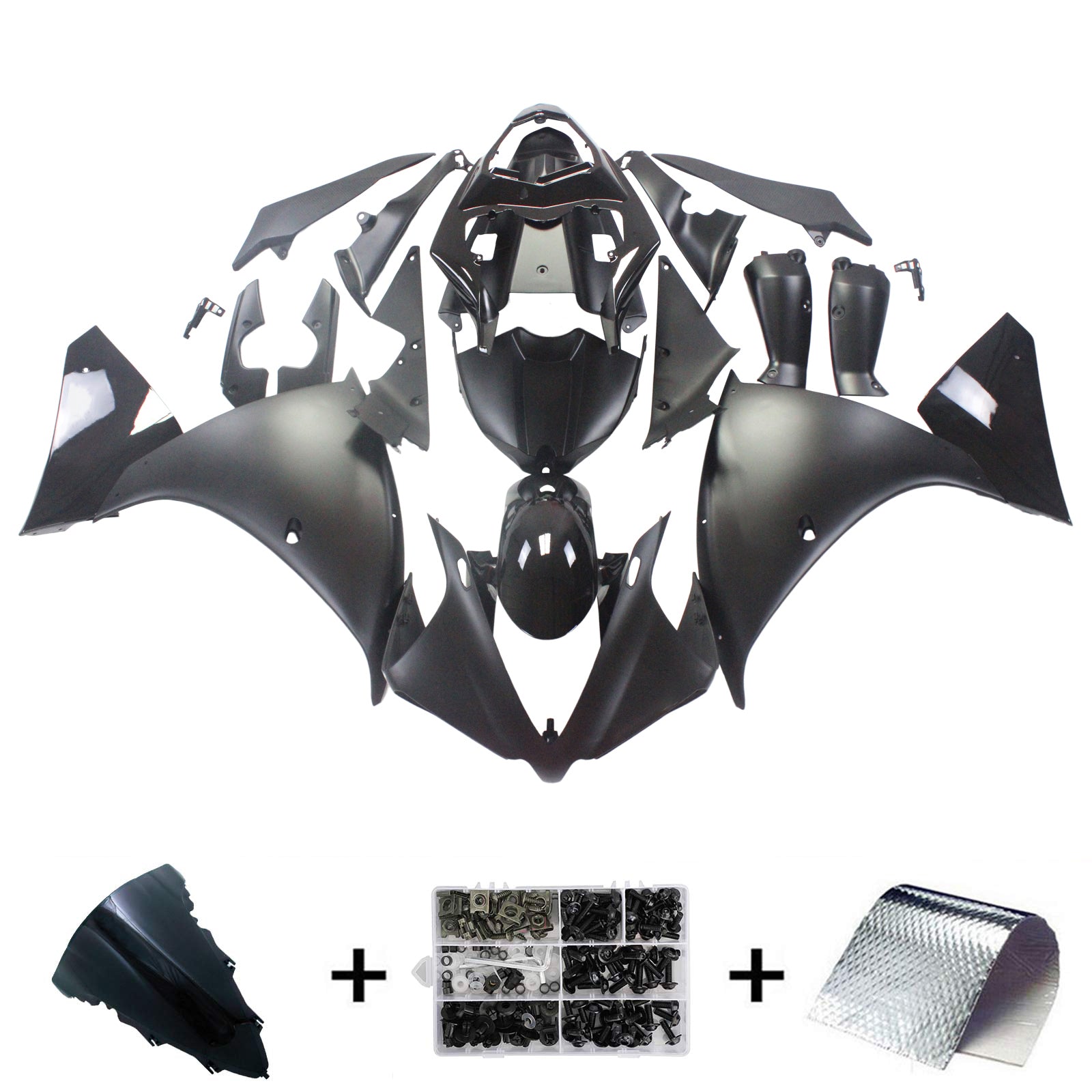 Amotopart Yamaha 2012-2014 YZF 1000 R1 Black Fairing Kit