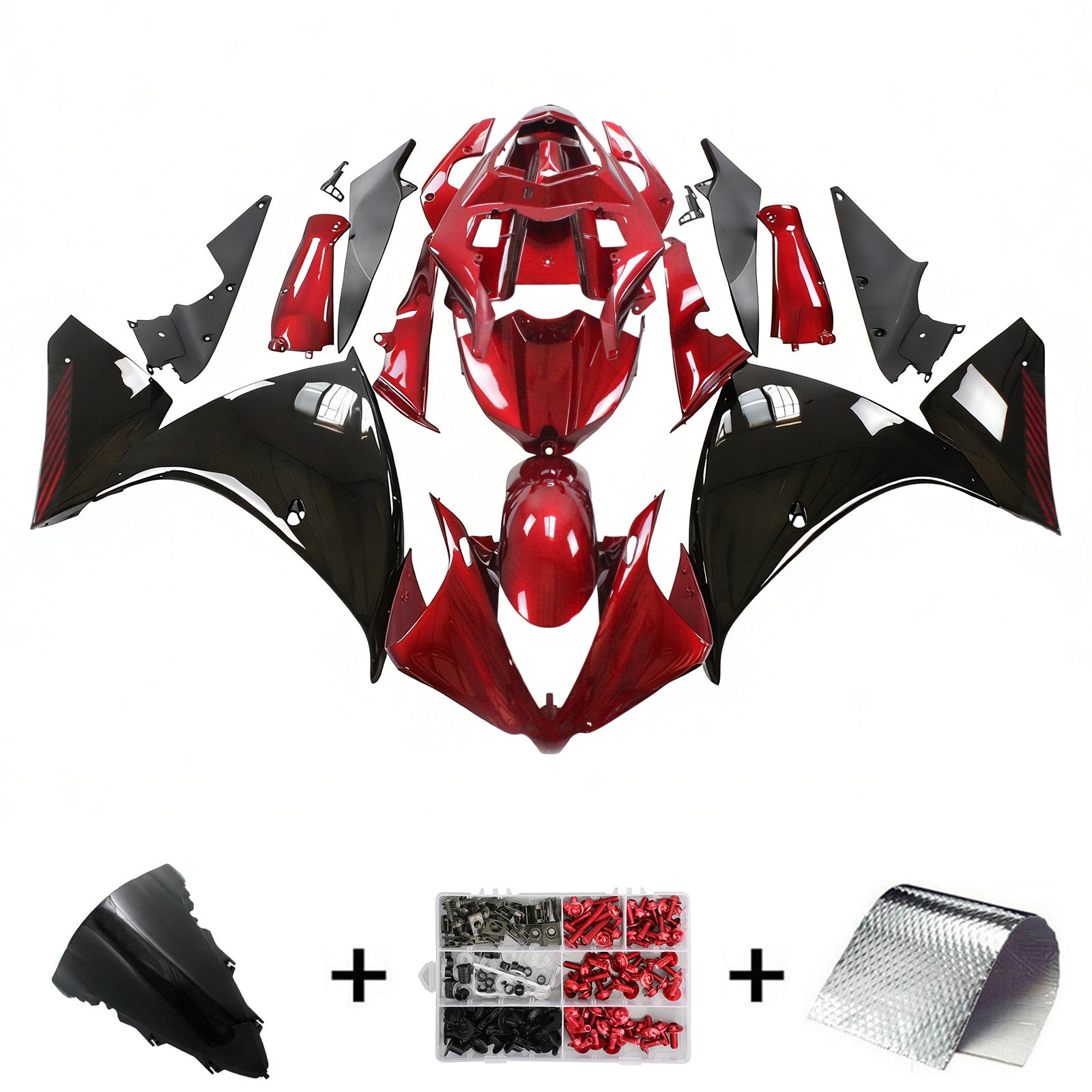 Amotopart Yamaha 2012-2014 YZF 1000 R1 Red Black Fairing Kit