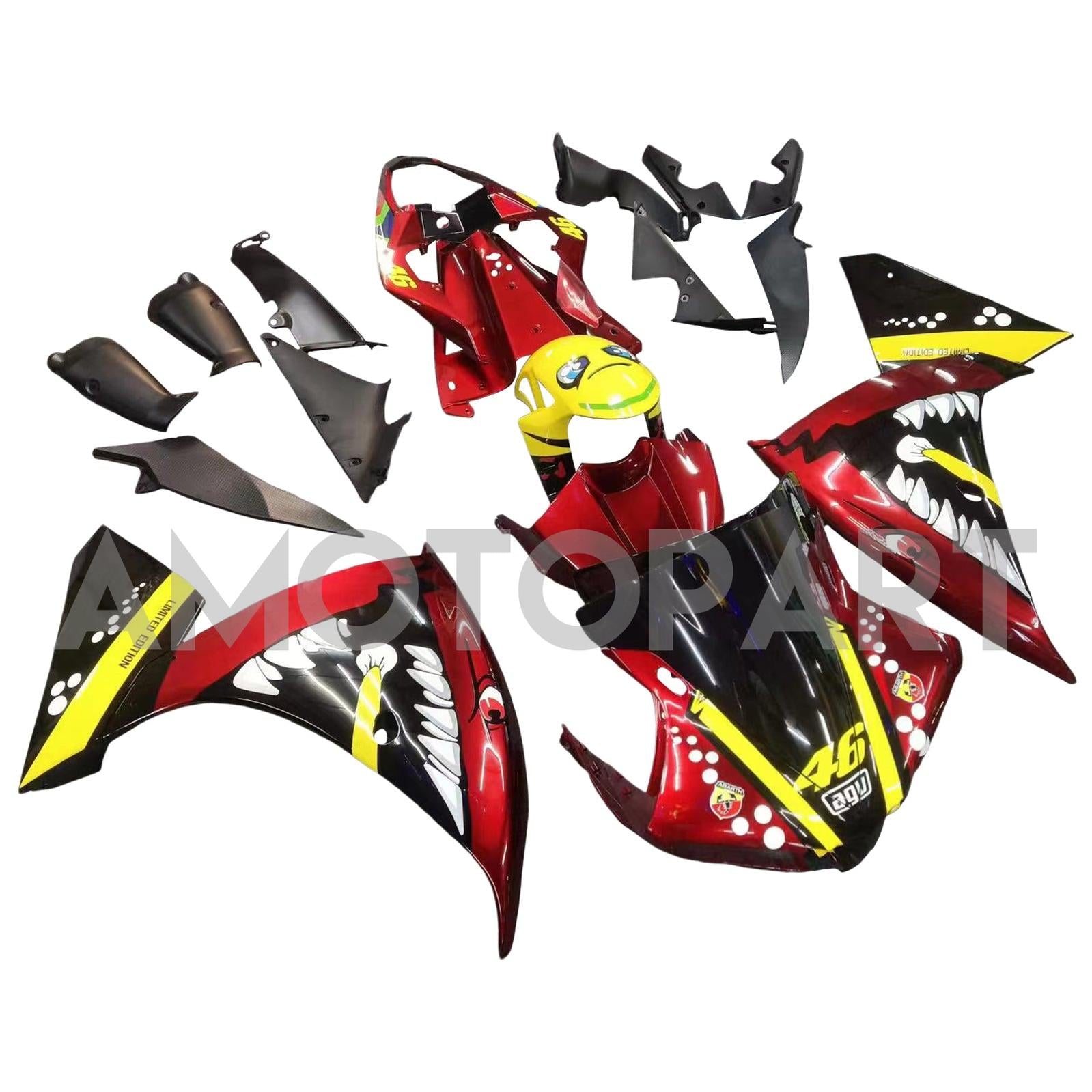 Amotopart Yamaha 2012-2014 YZF 1000 R1 Red Yellow Fairing Kit