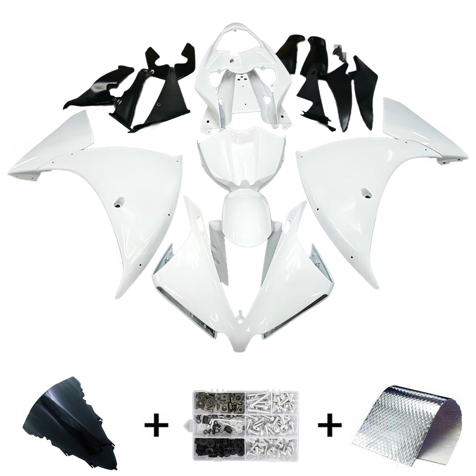 Amotopart Yamaha 2012-2014 YZF 1000 R1 White Fairing Kit