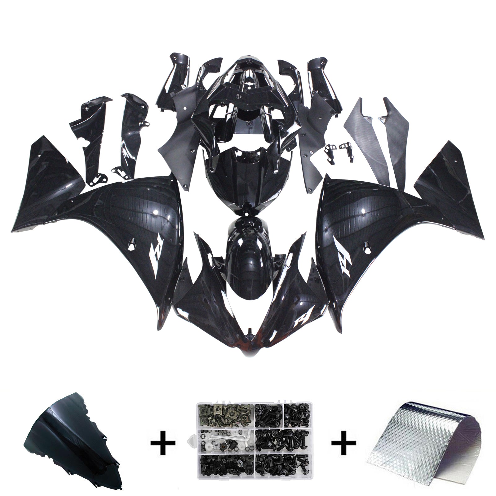 Amotopart Yamaha 2012-2014 YZF 1000 R1 Black Fairing Kit