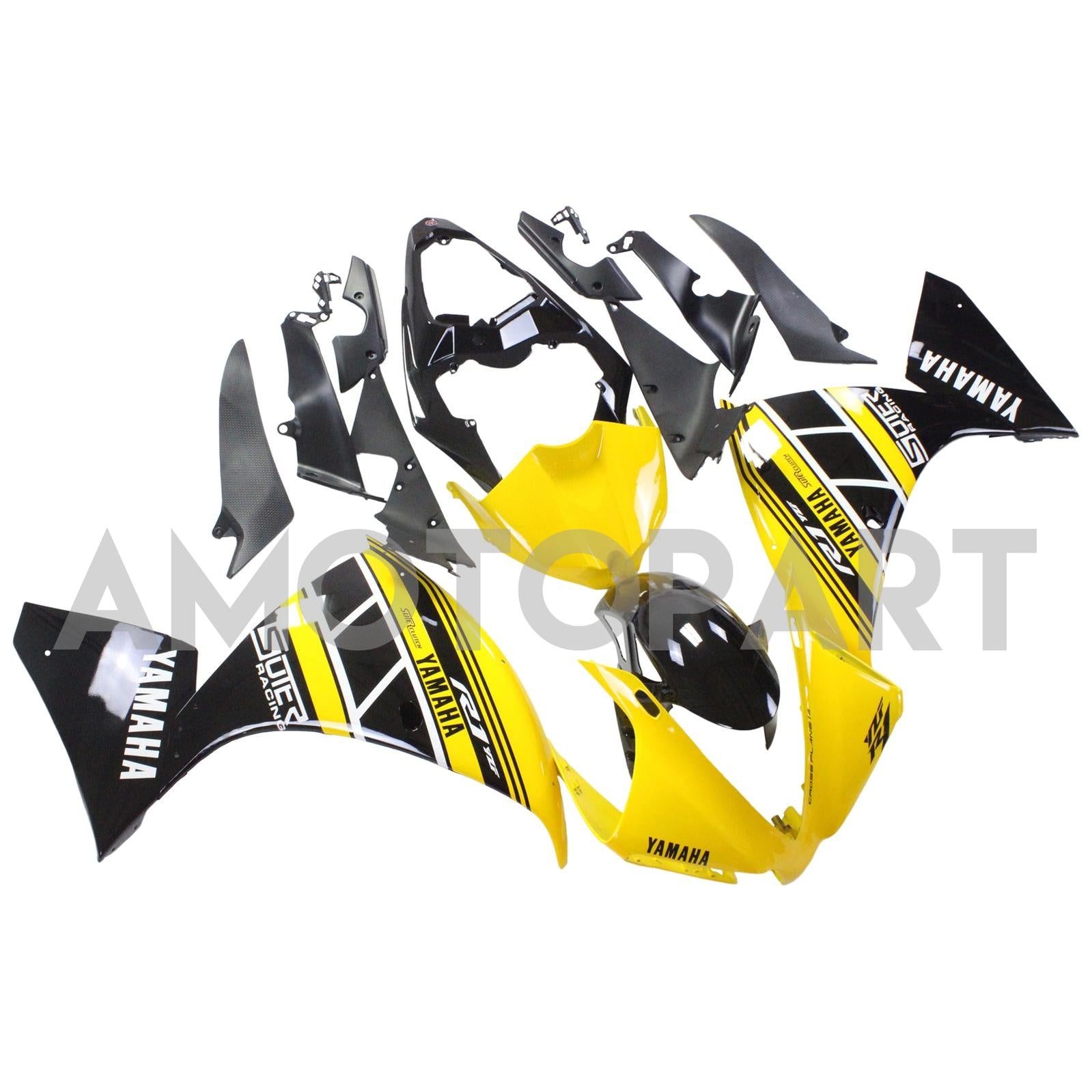 Amotopart Yamaha 2012-2014 YZF 1000 R1 Yellow Black Fairing Kit