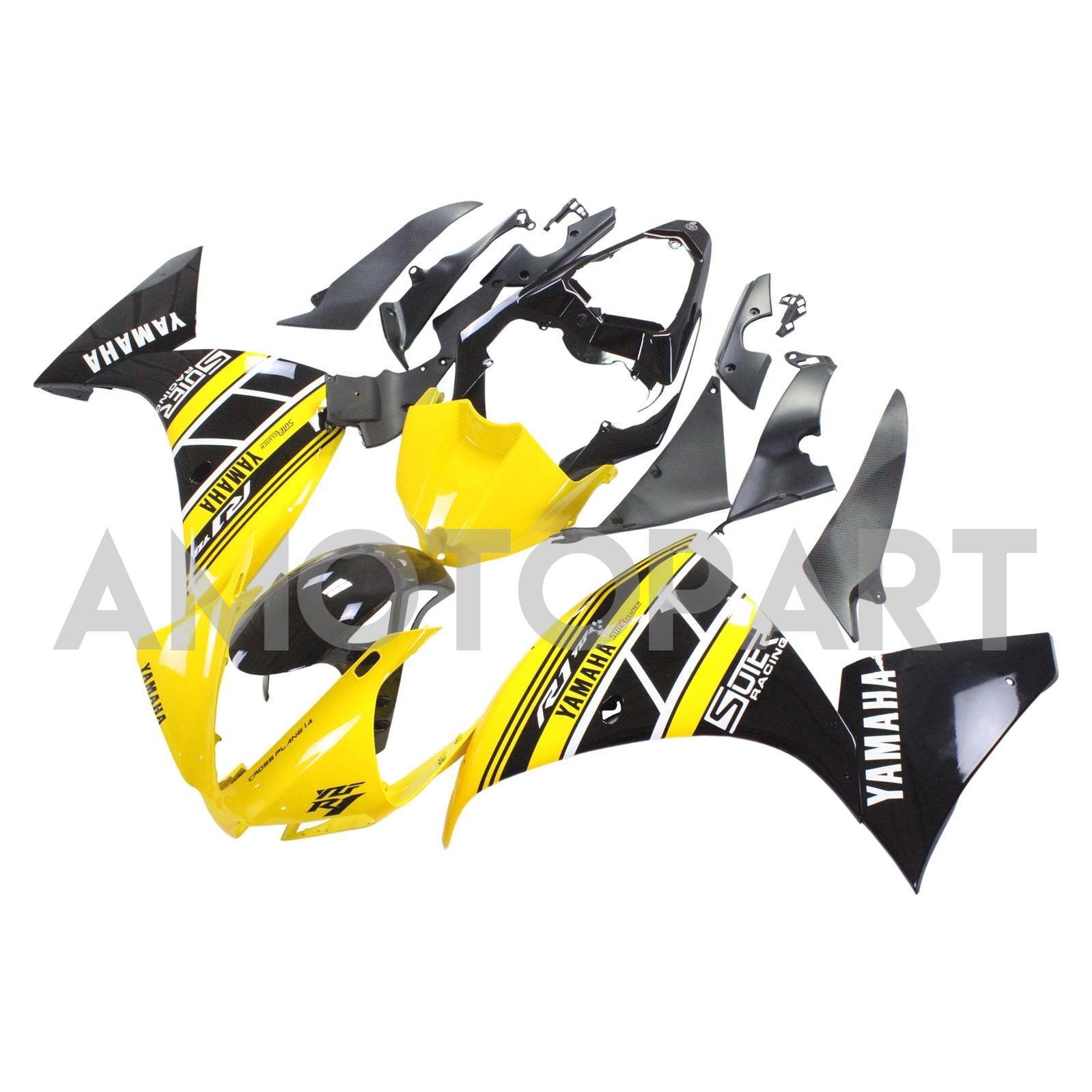 Amotopart Yamaha 2012-2014 YZF 1000 R1 Yellow Black Fairing Kit
