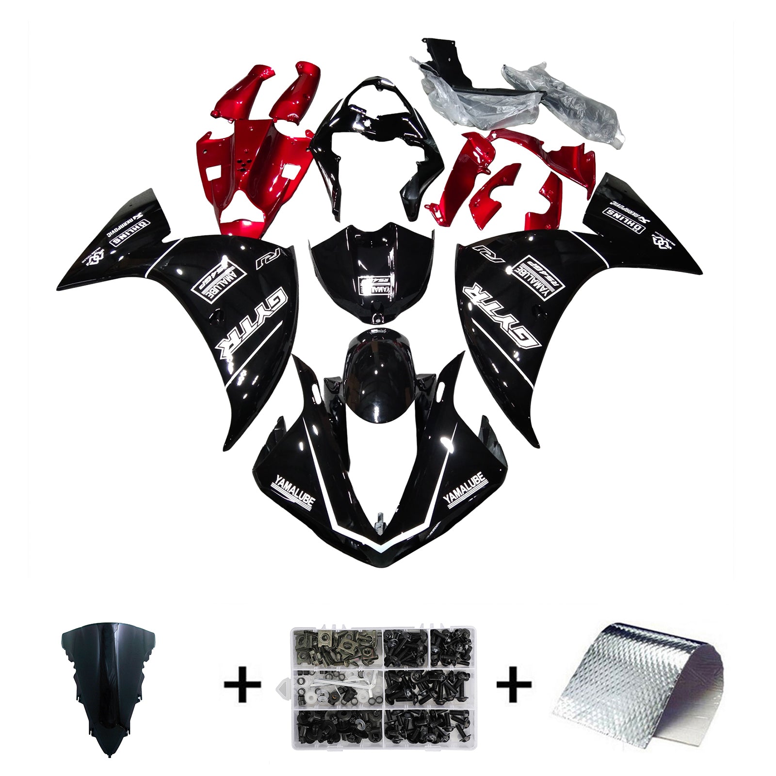 Amotopart Yamaha YZF 1000 R1 2012-2014 Black&Red Fairing Kit