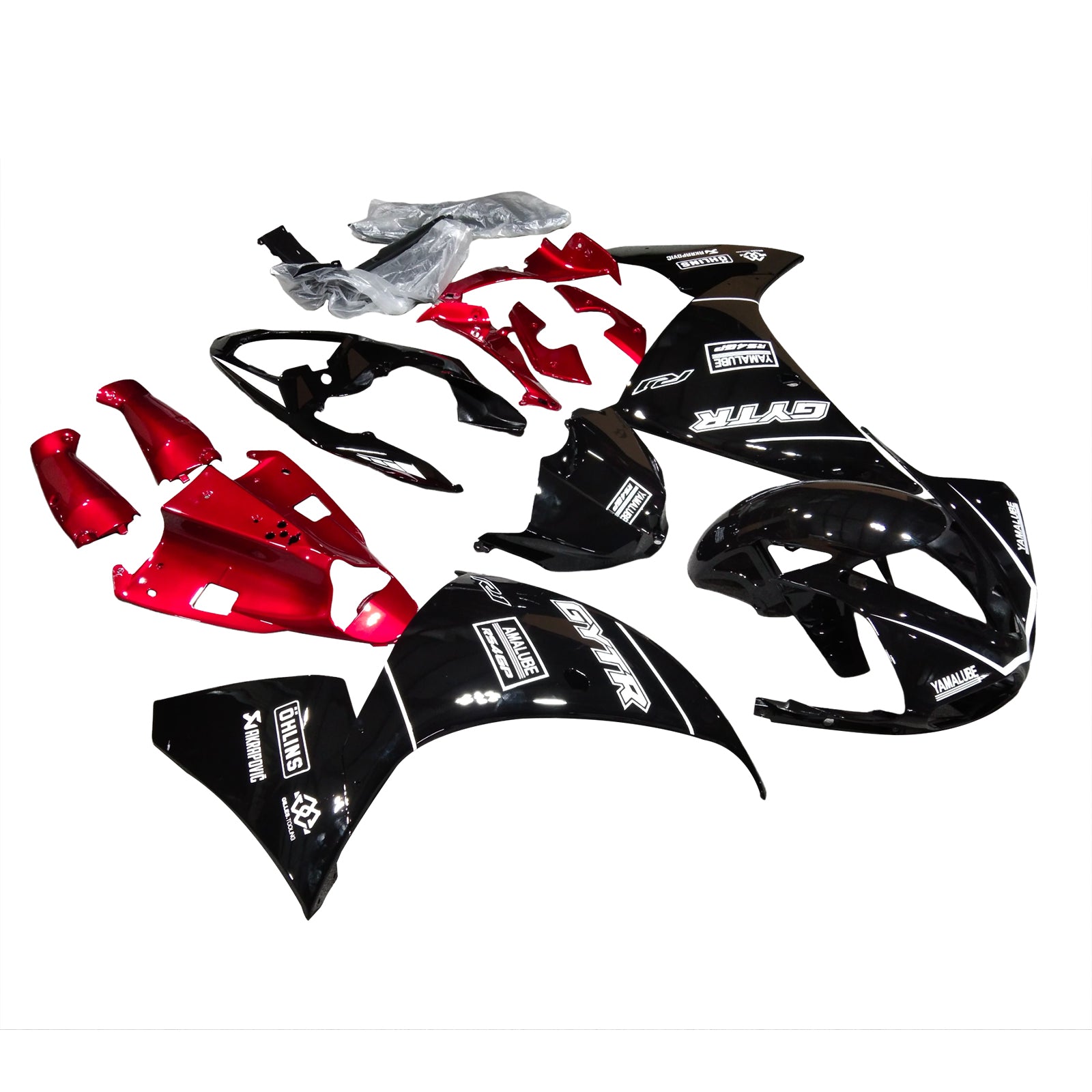 Amotopart Yamaha YZF 1000 R1 2012-2014 Black & Red Fairing Kit
