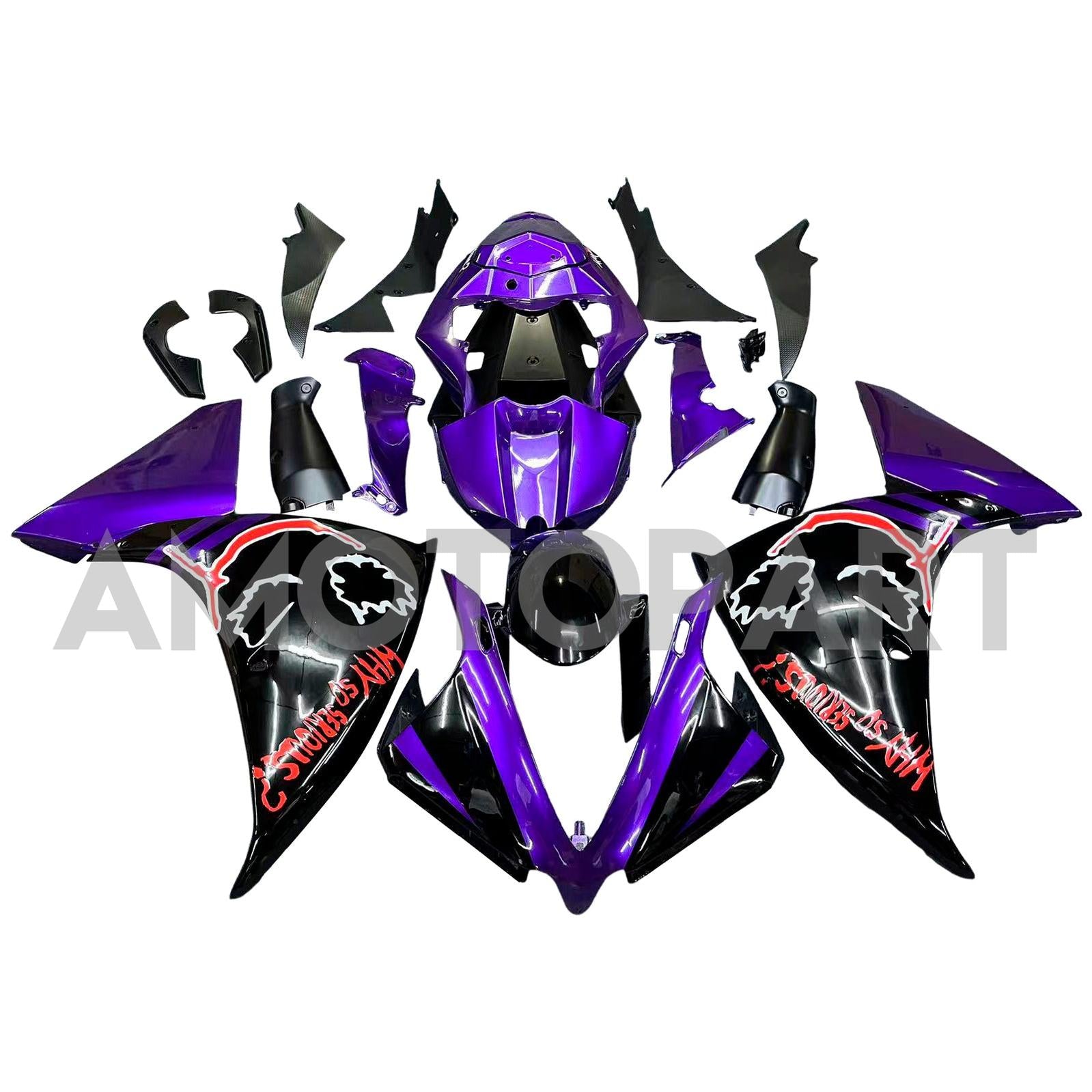 Amotopart 2012-2014 Yamaha YZF 1000 R1 Black Blue Purple Fairing Kit