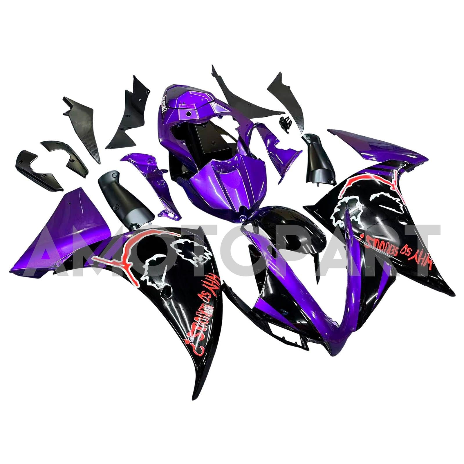 Amotopart 2012-2014 Yamaha YZF 1000 R1 Black Blue Purple Fairing Kit