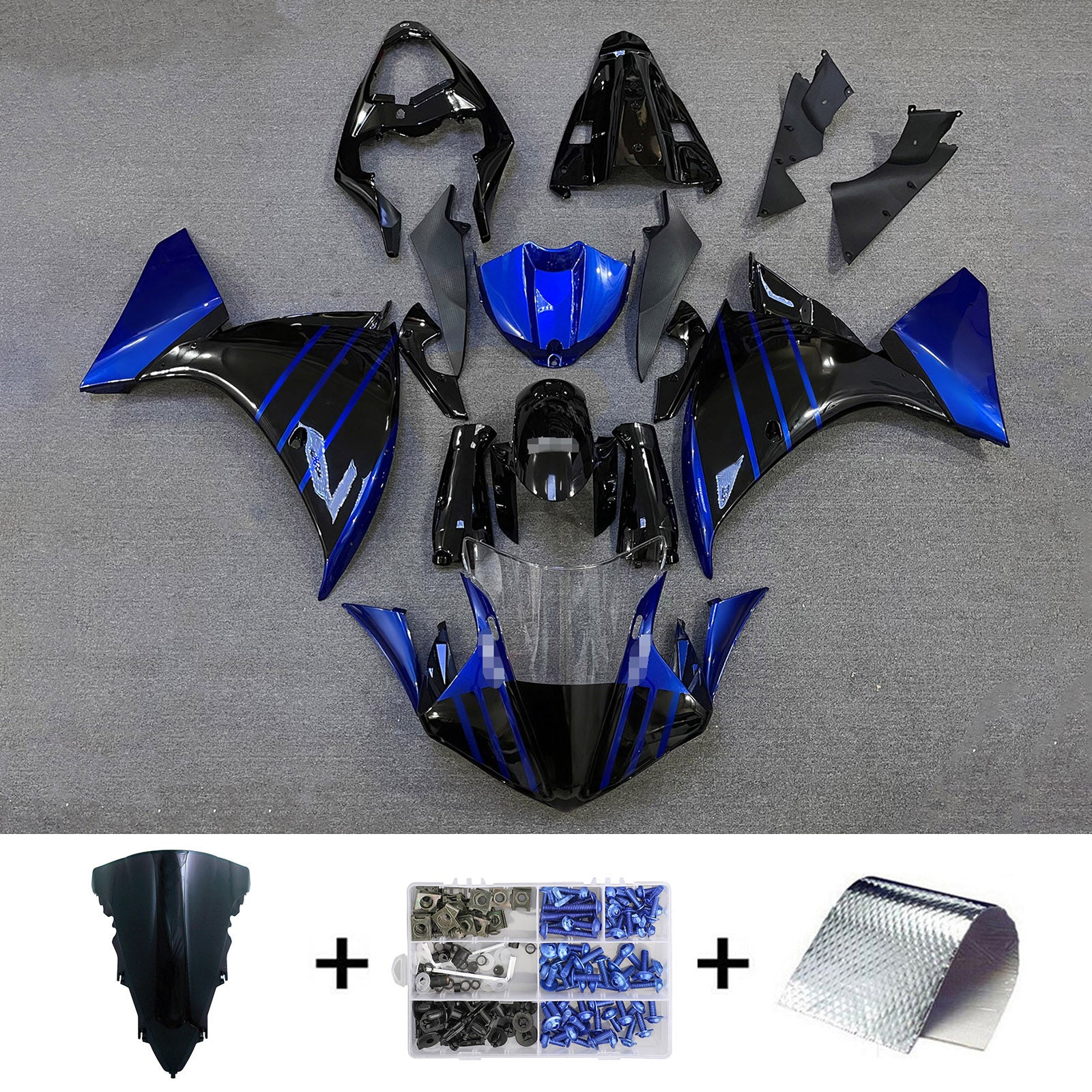Amotopart 2012-2014 Yamaha YZF 1000 R1 Glossy Black Blue Fairing Kit