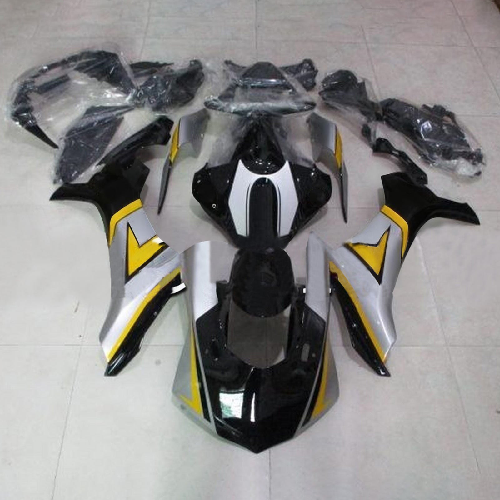 Amotopart 2015-2019 Yamaha YZF 1000 R1 Silver&YŽlutá kapotážní sada