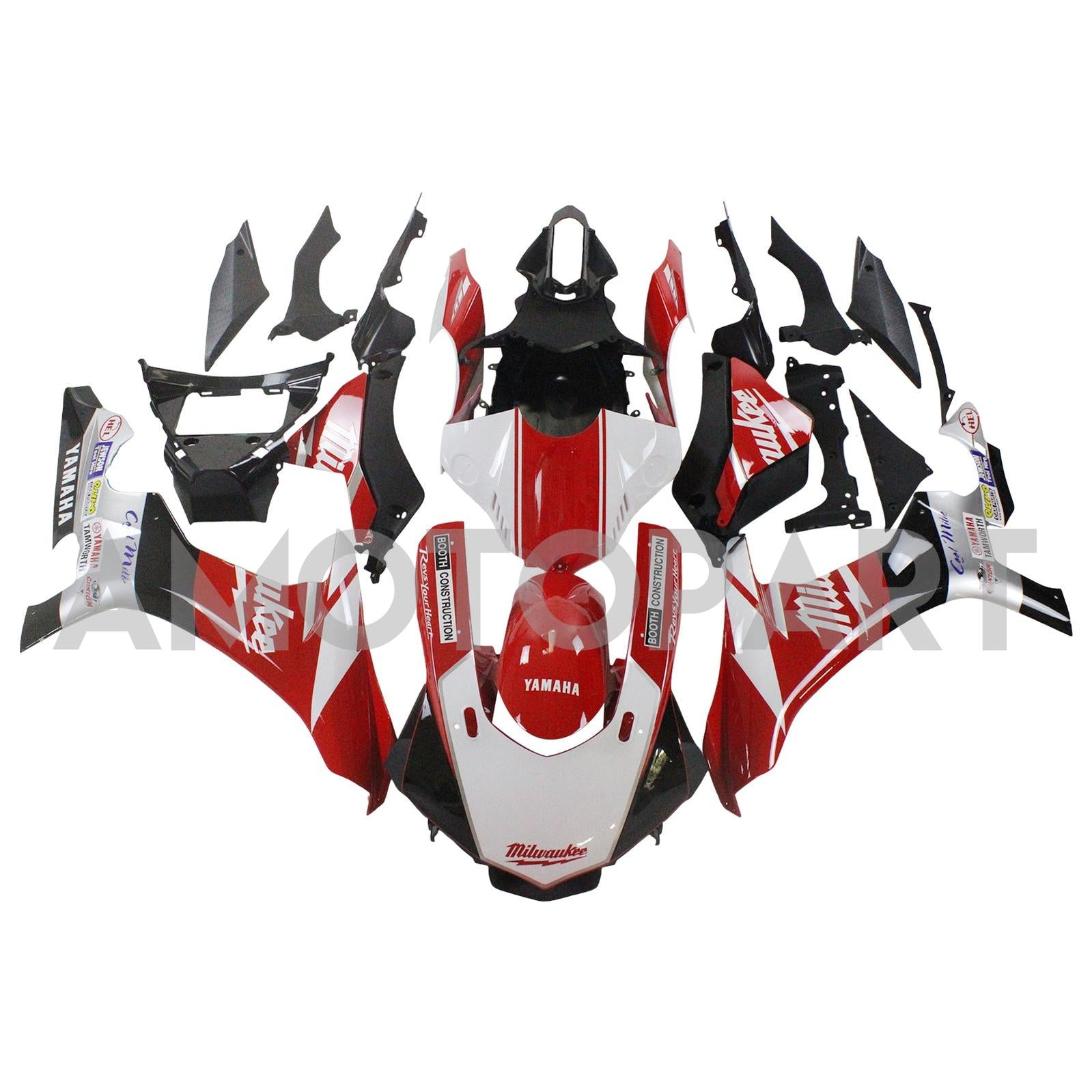 Amotopart Yamaha 2015-2019 YZF 1000 R1 Red Black Fairing Kit