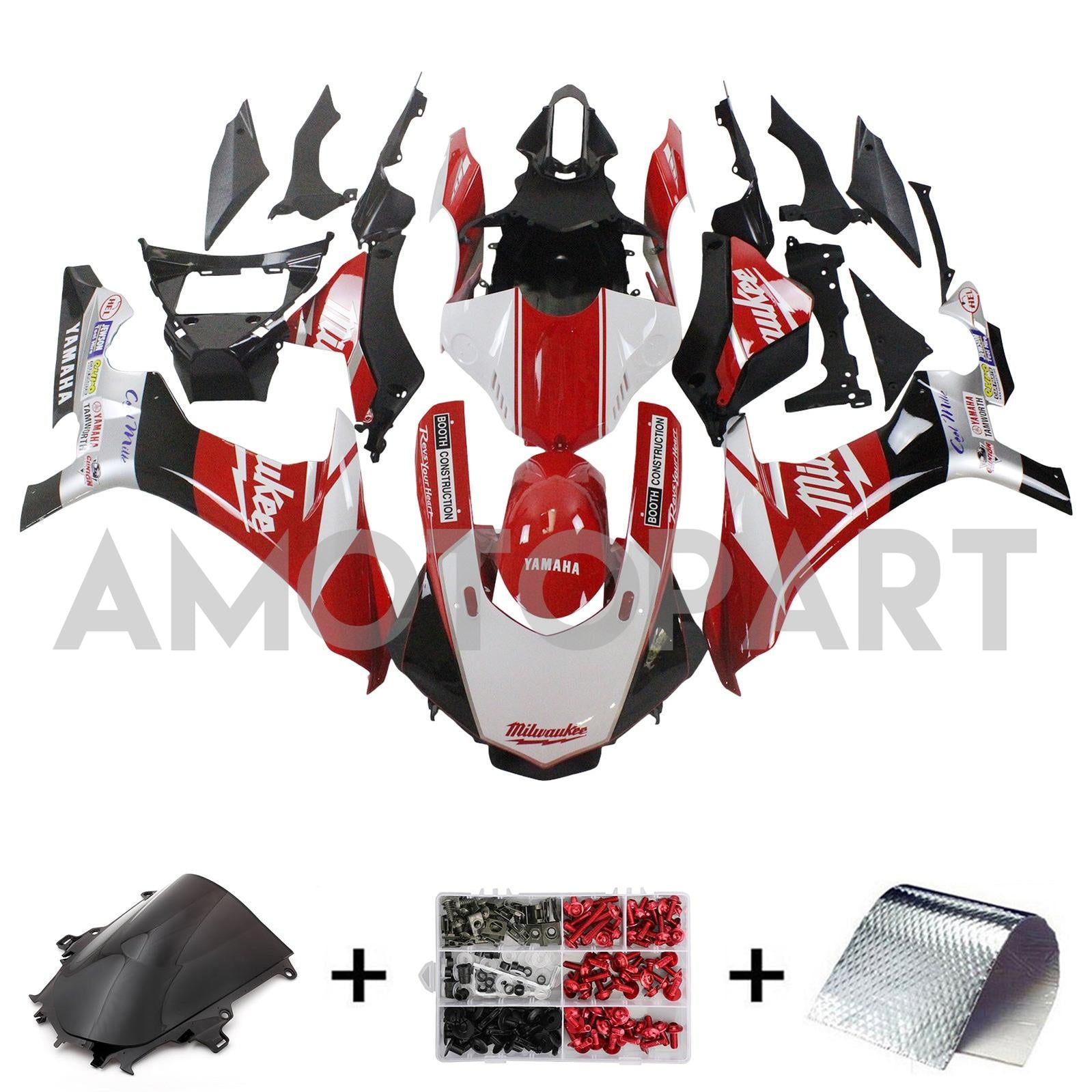 Amotopart Yamaha 2015-2019 YZF 1000 R1 Červená černá kapotáž