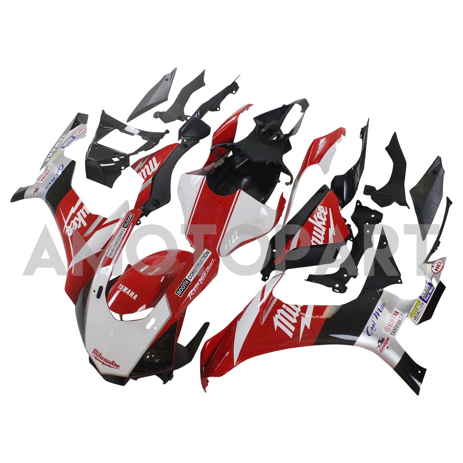 Amotopart Yamaha 2015-2019 YZF 1000 R1 Red Black Fairing Kit